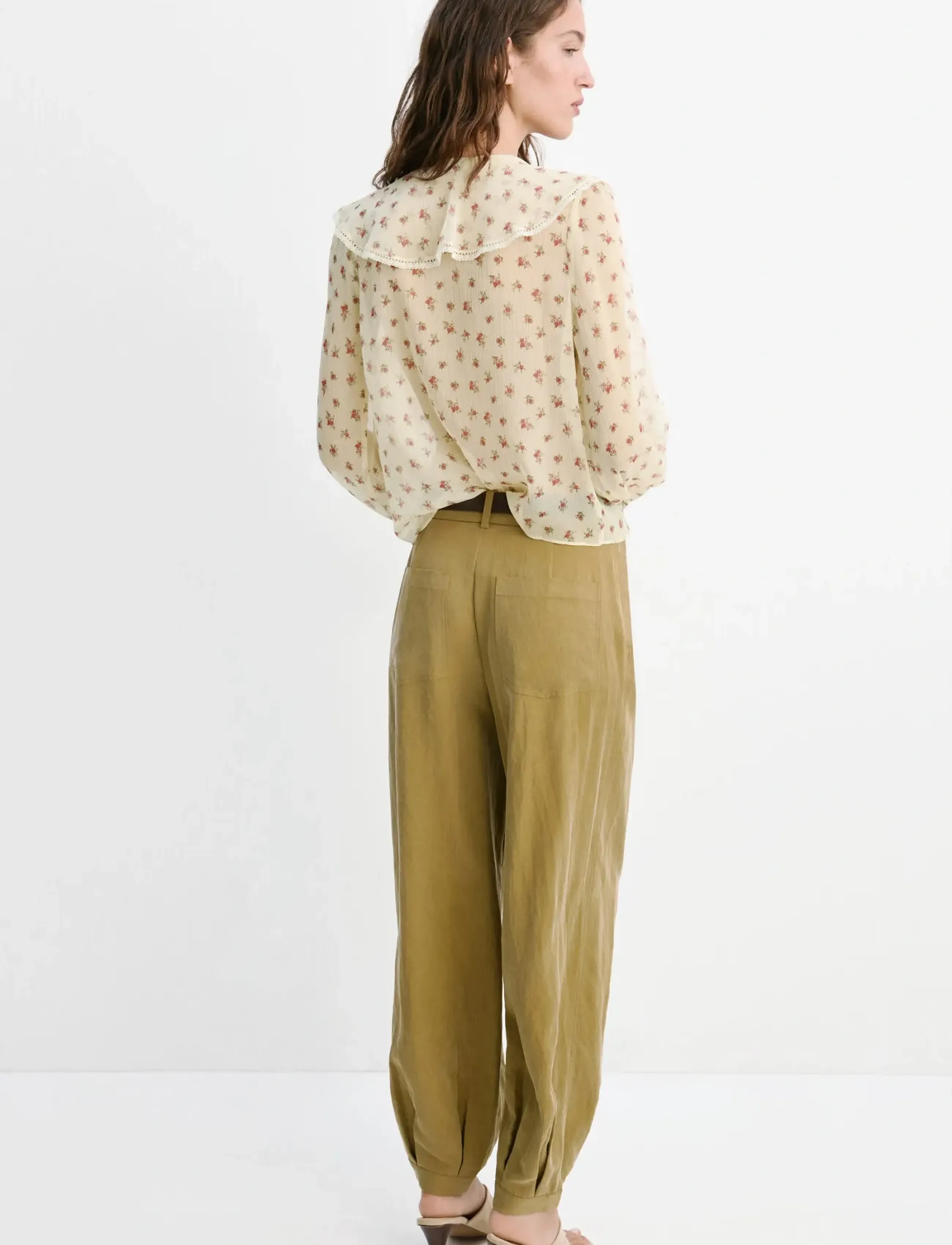 Mango - Ruffled floral blouse - långärmade blusar - yellow - 2
