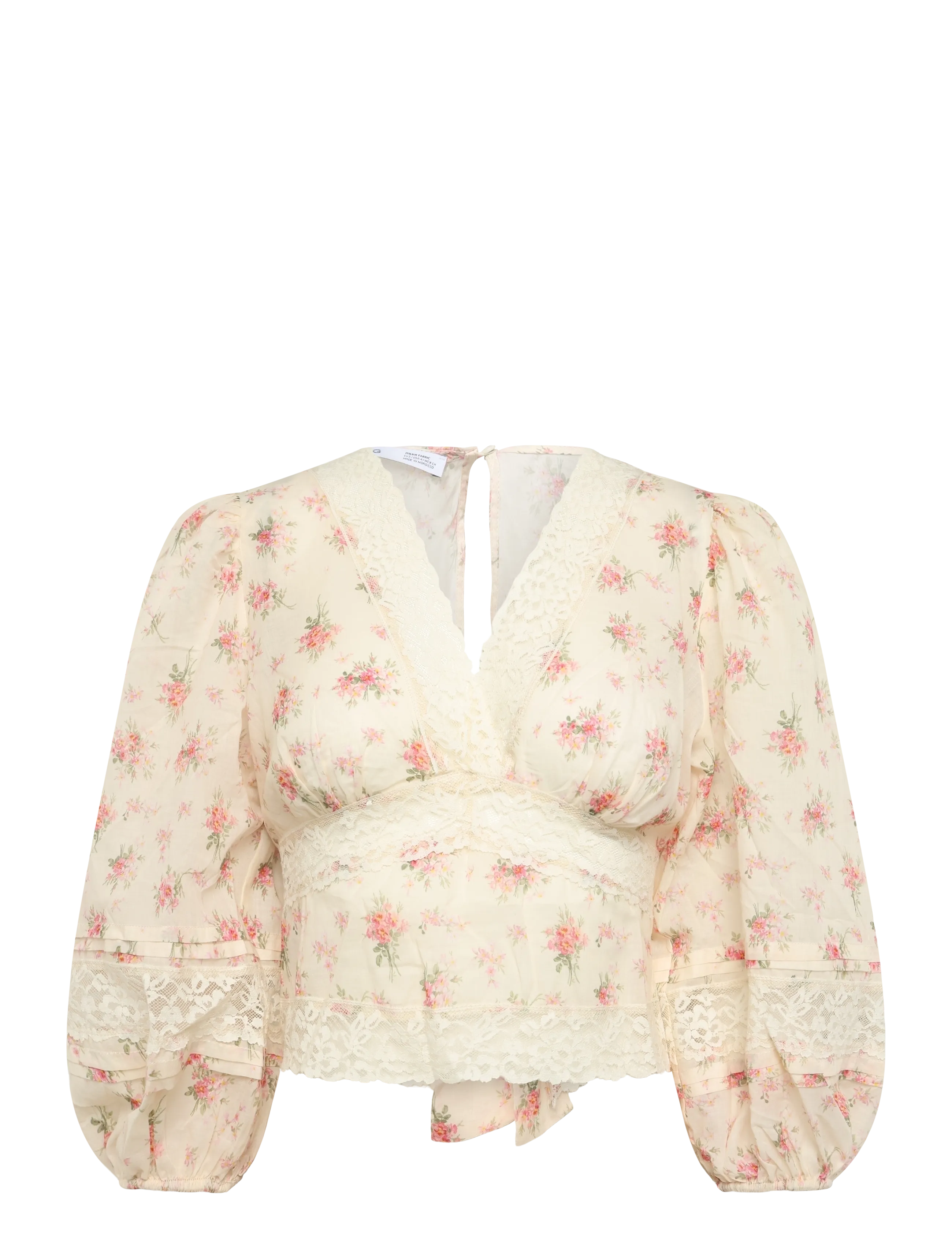 Mango Floral lace blouse - Muotitrendit - PINK / pink/rose