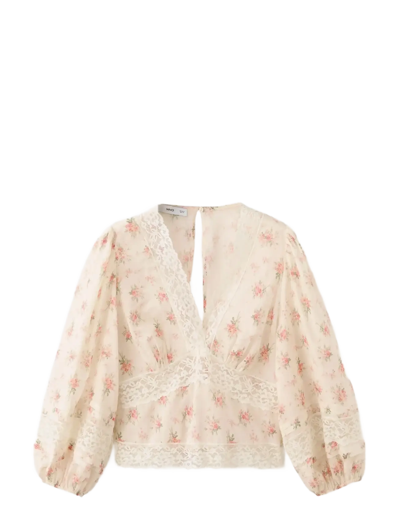 Mango Floral lace blouse - Blusar - PINK / pink/rose