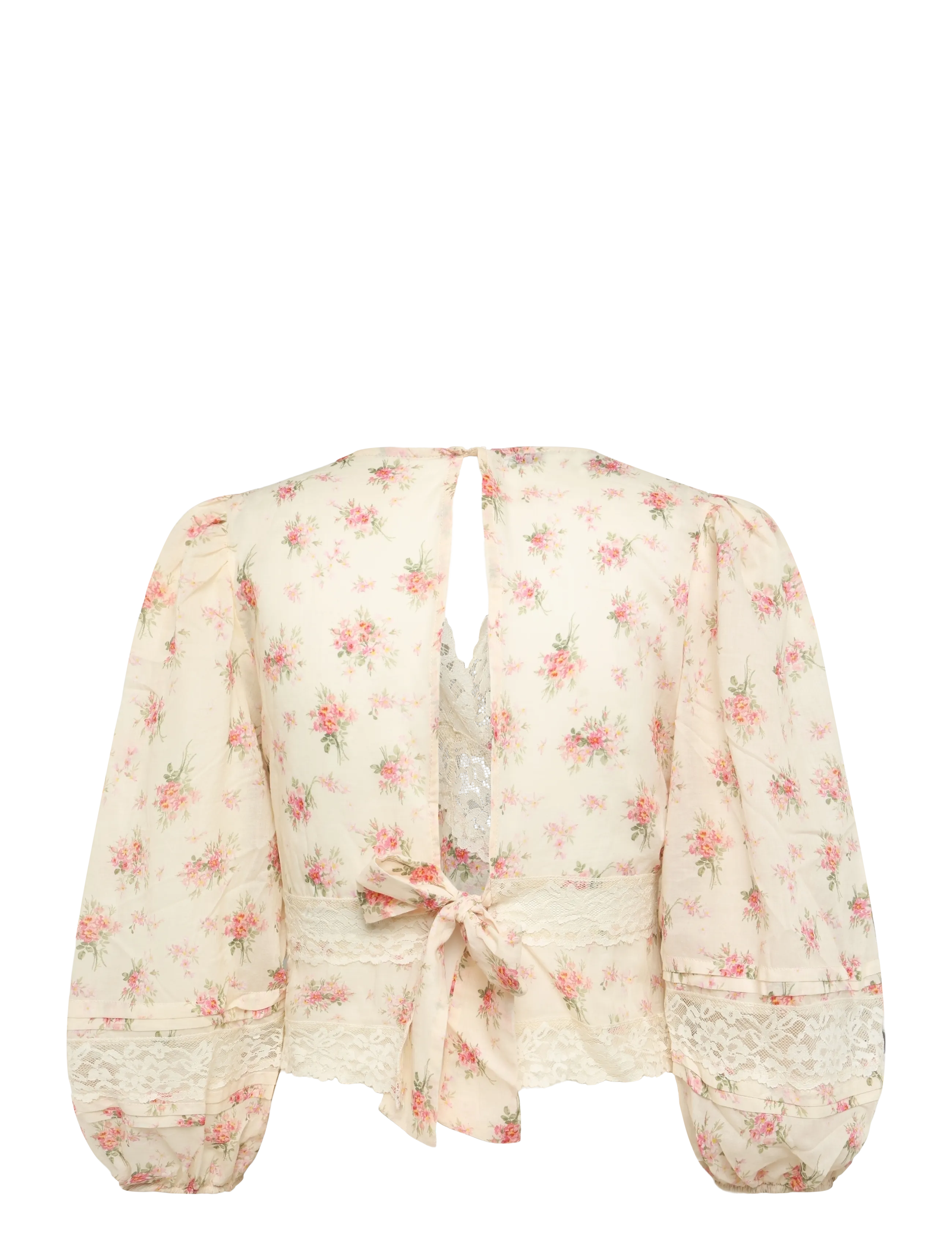 Mango - Floral lace blouse - långärmade blusar - pink - 2