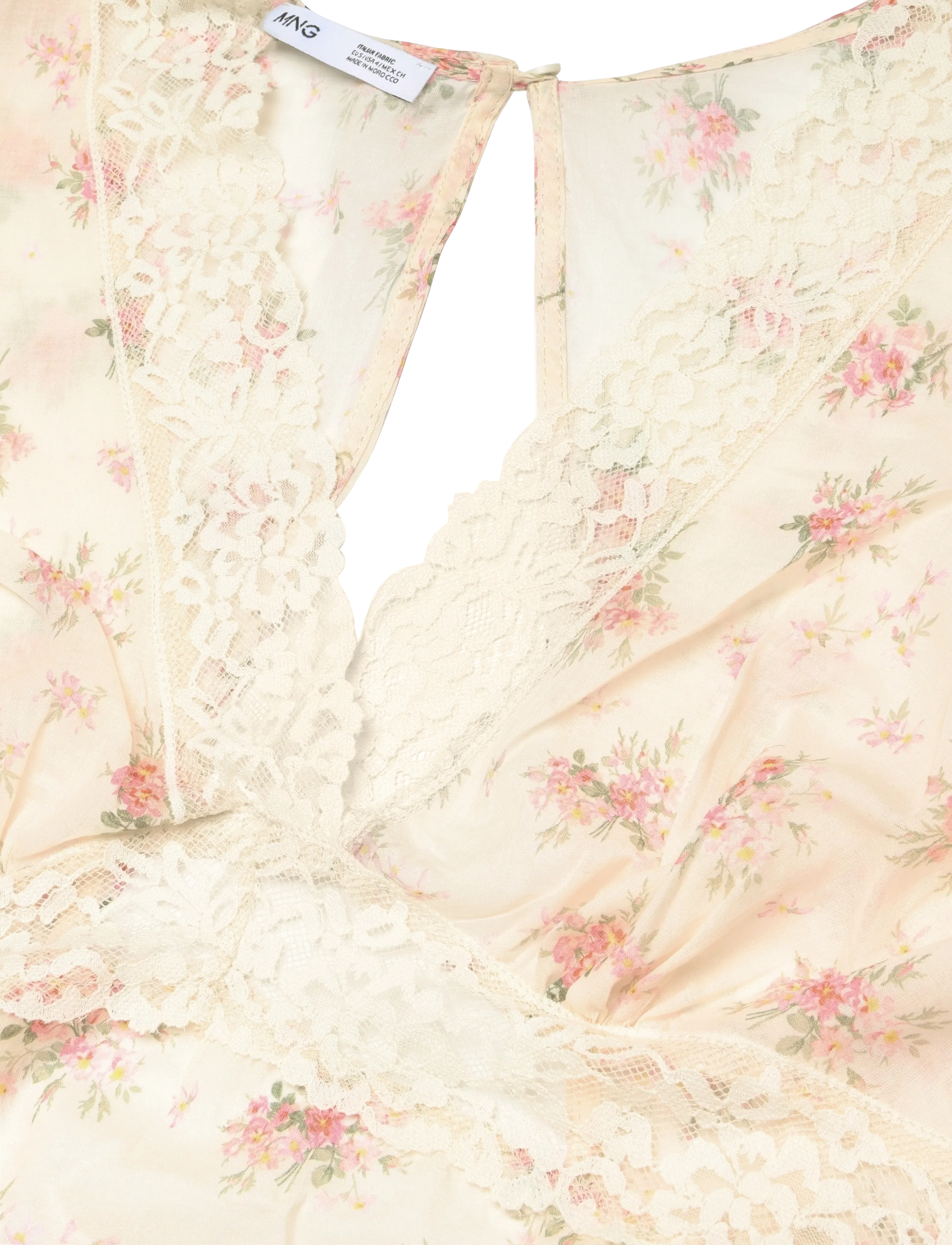 Mango - Floral lace blouse - långärmade blusar - pink - 4