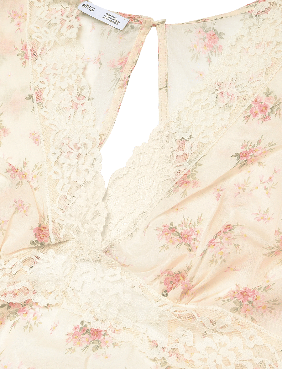 Mango - Floral lace blouse - långärmade blusar - pink - 4