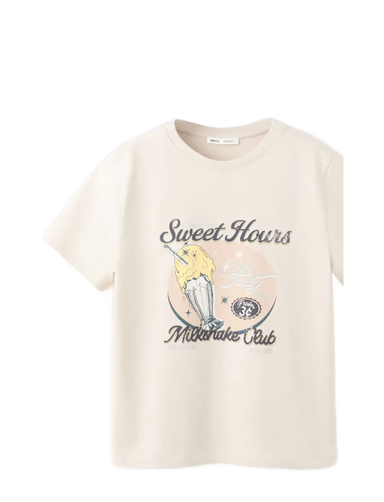 Mango - Printed cotton-blend t-shirt - light beige - 1