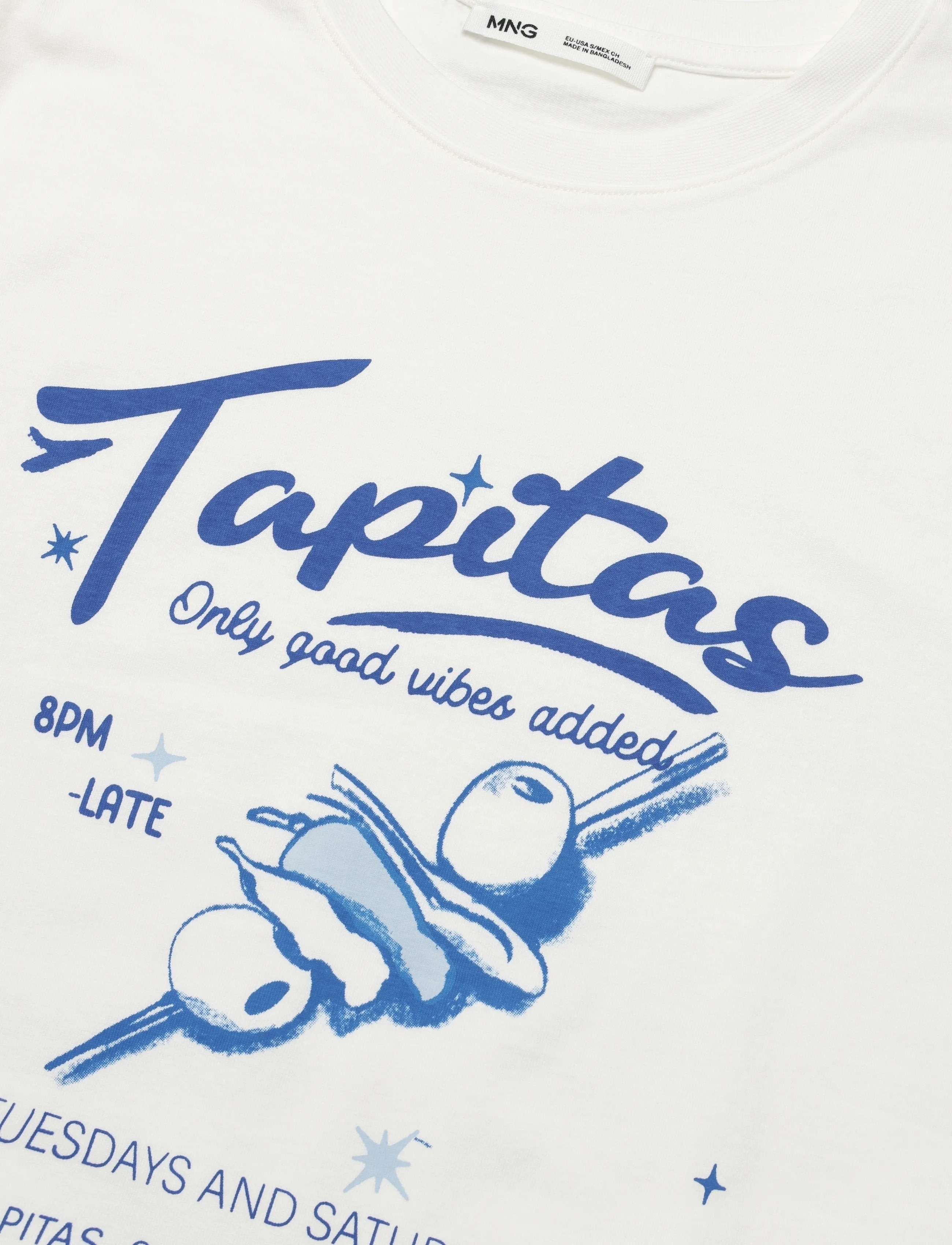 Mango - Printed cotton-blend t-shirt - t-shirts - medium blue - 4