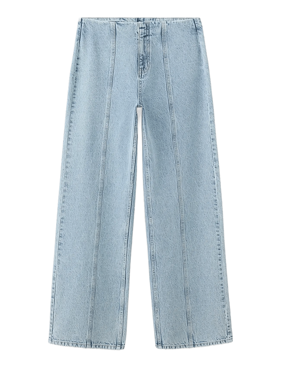 Mango - Wide leg stitched jeans - vida jeans - open blue - 1