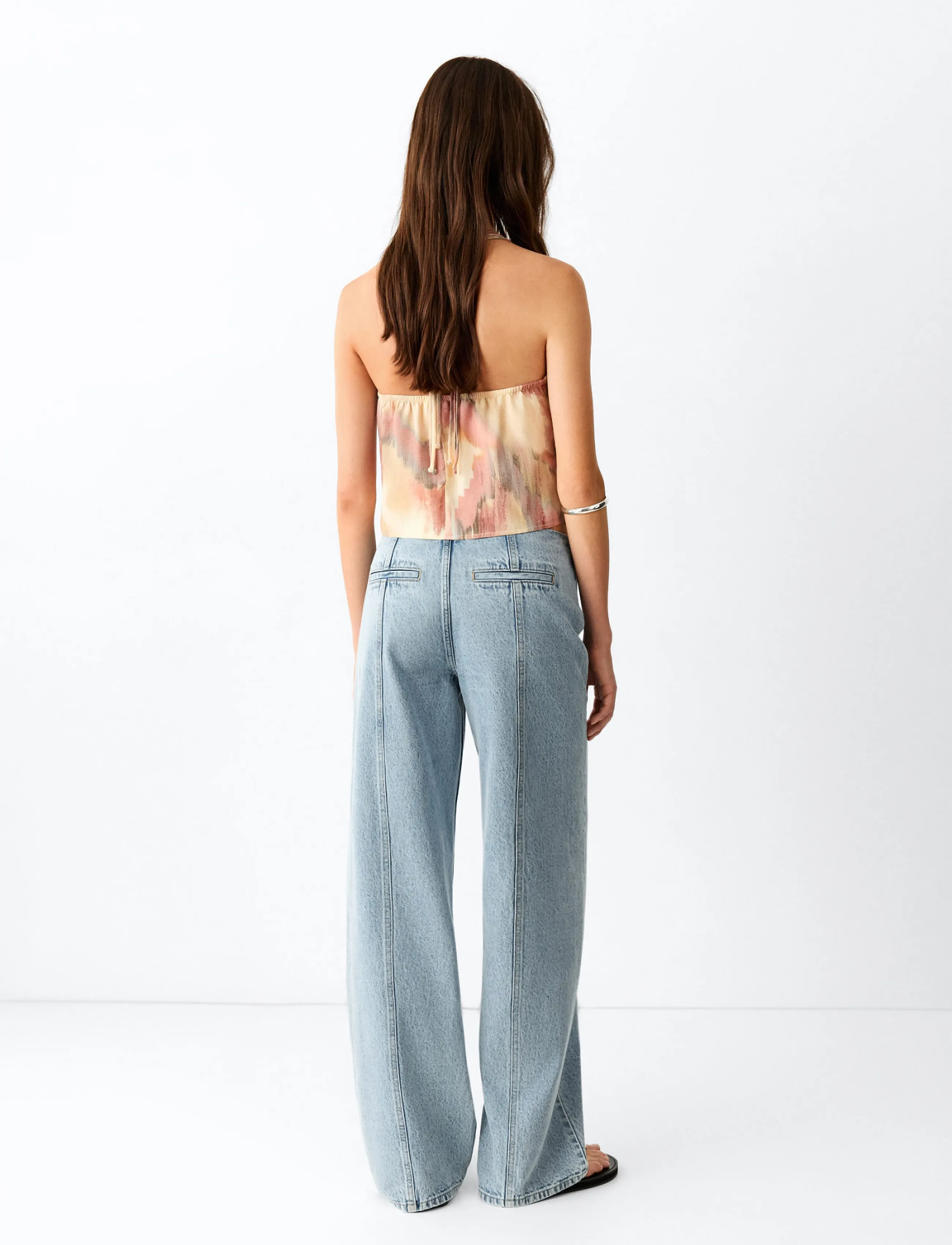Mango - Wide leg stitched jeans - vida jeans - open blue - 2