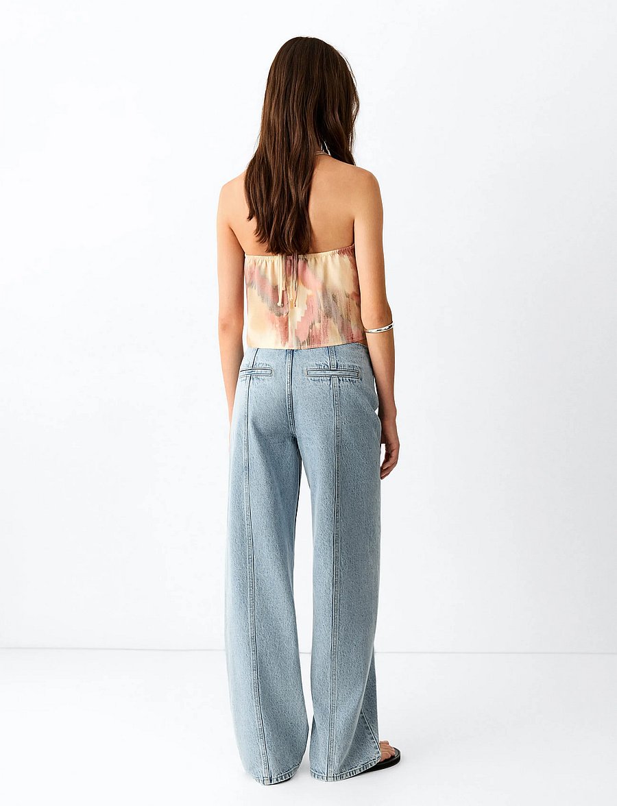 Mango - Wide leg stitched jeans - vida jeans - open blue - 2