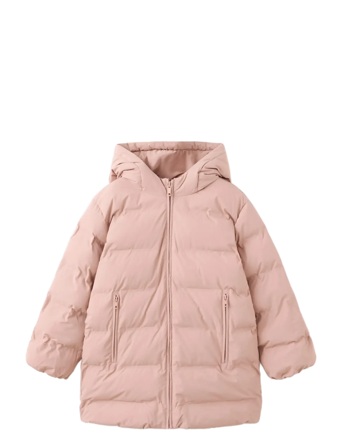 Mango Long Padded Anorak With Hood, 134, Pink, Jakker Og Frakker > Puffer Og Vatterede, Børn