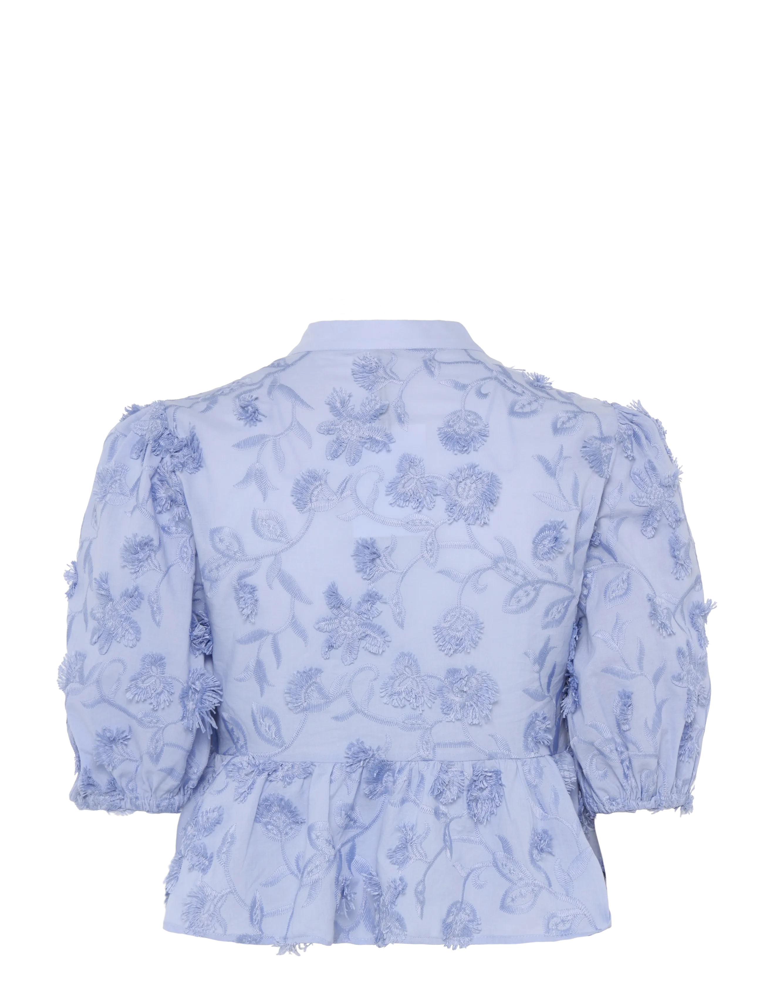 Mango - Embroidered puff-sleeve blouse - kortermede skjorter - lt-pastel blue - 2