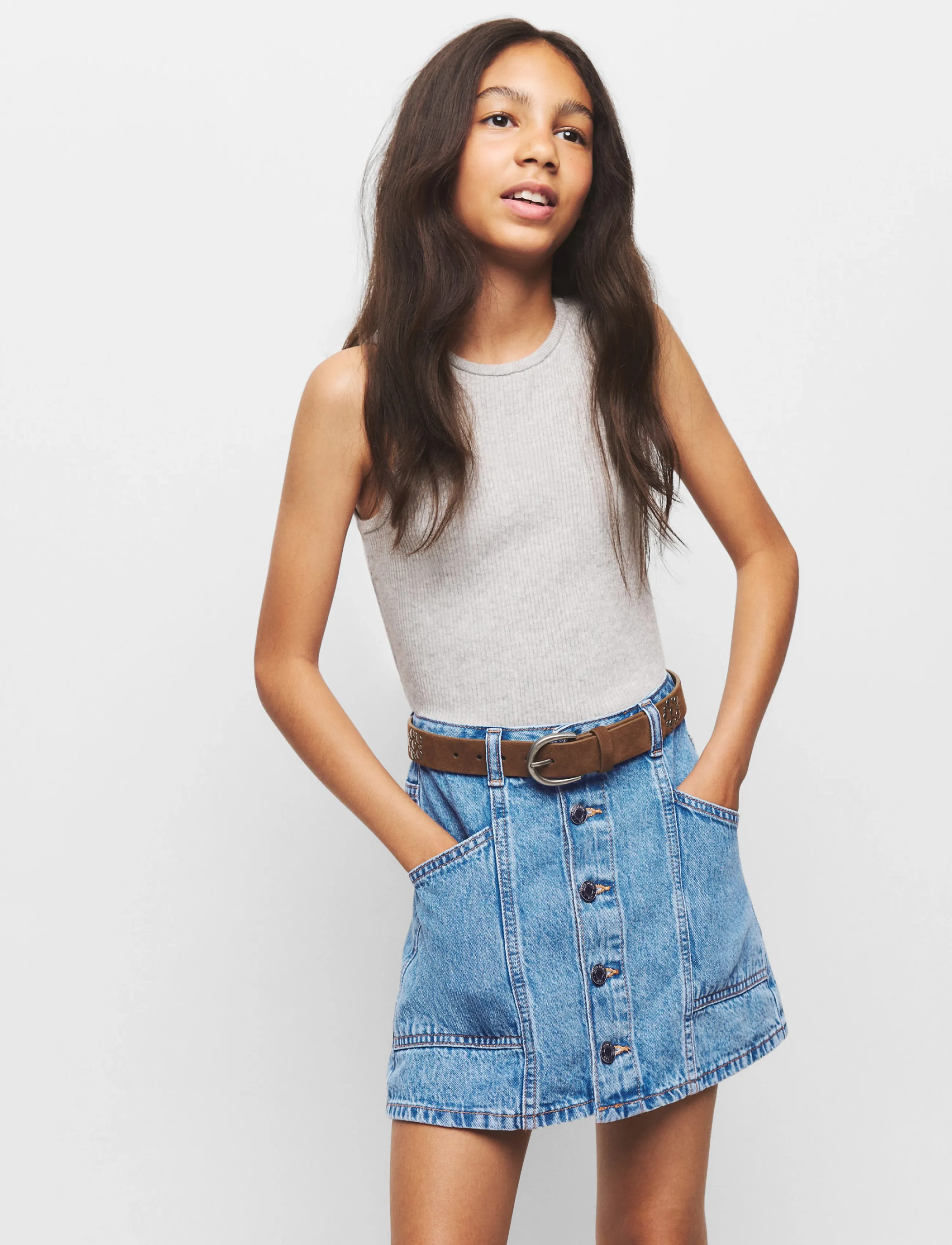 Mango Denim skirt with buttons - Korte nederdele - OPEN BLUE / blue