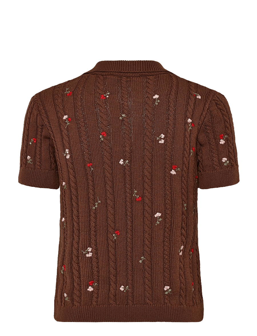 Mango - Polo neck jumper with floral embroideries - stickade tröjor - brown - 2