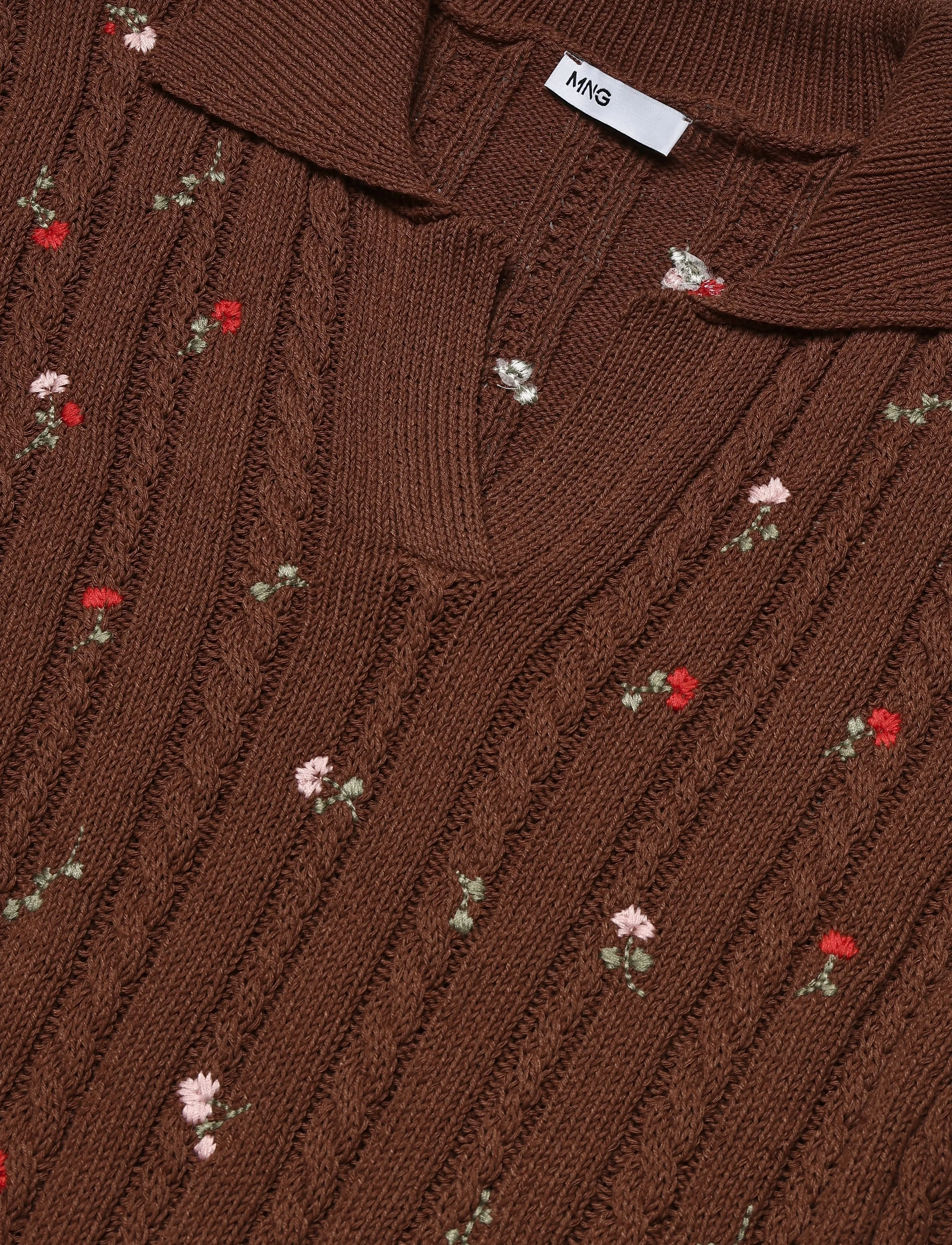 Mango - Polo neck jumper with floral embroideries - stickade tröjor - brown - 4
