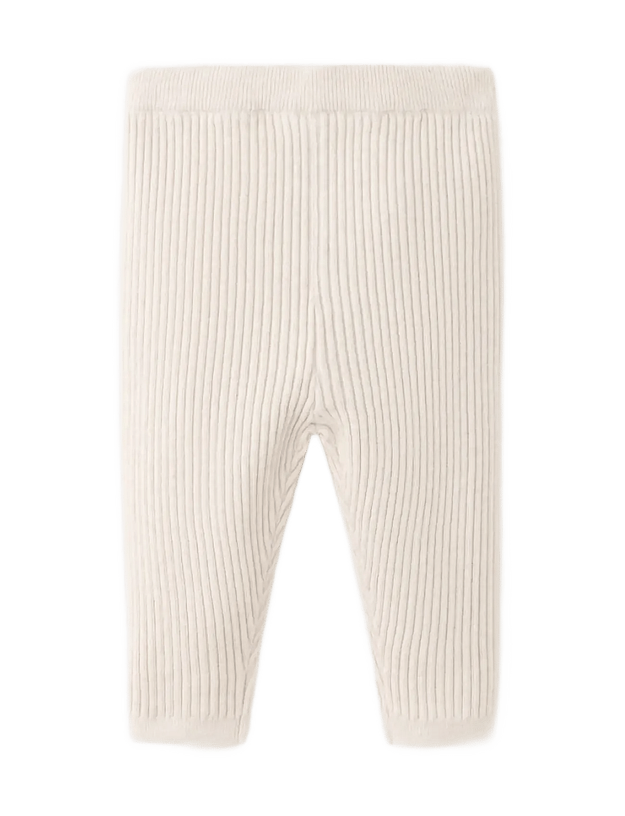 Mango - Cotton ribbed leggings - leggings - lt pastel brown - 1