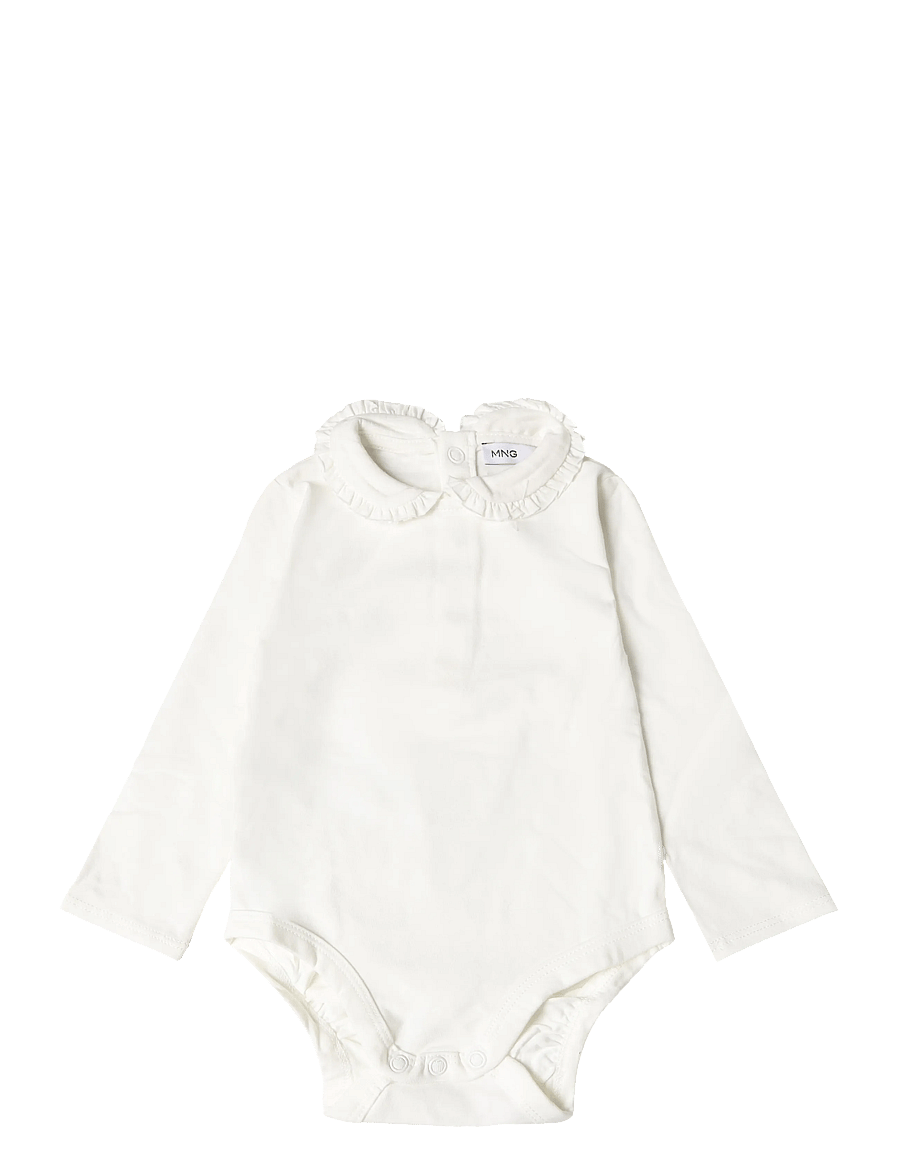 Mango - Cotton baby collar playsuit - langærmede bodyer - natural white - 0