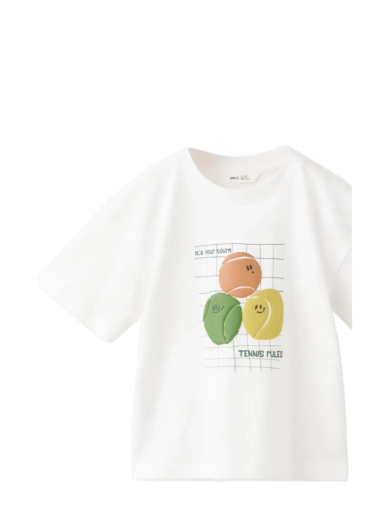 Mango Printed Cotton-Blend T-Shirt, 4-5, T-shirts, Weiß - Short-sleeved, Kinder