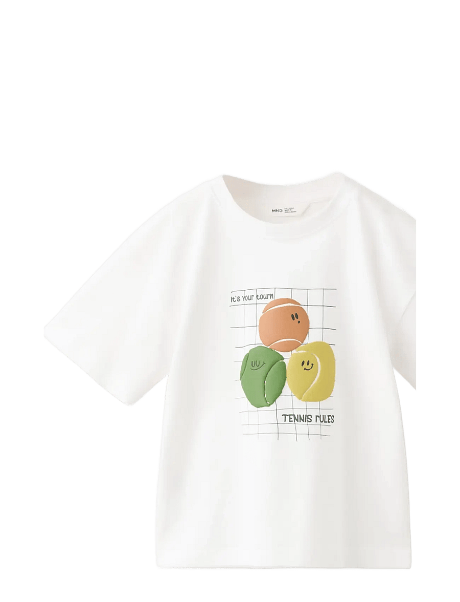 Mango - Printed cotton-blend t-shirt - sportstoppe - white - 0