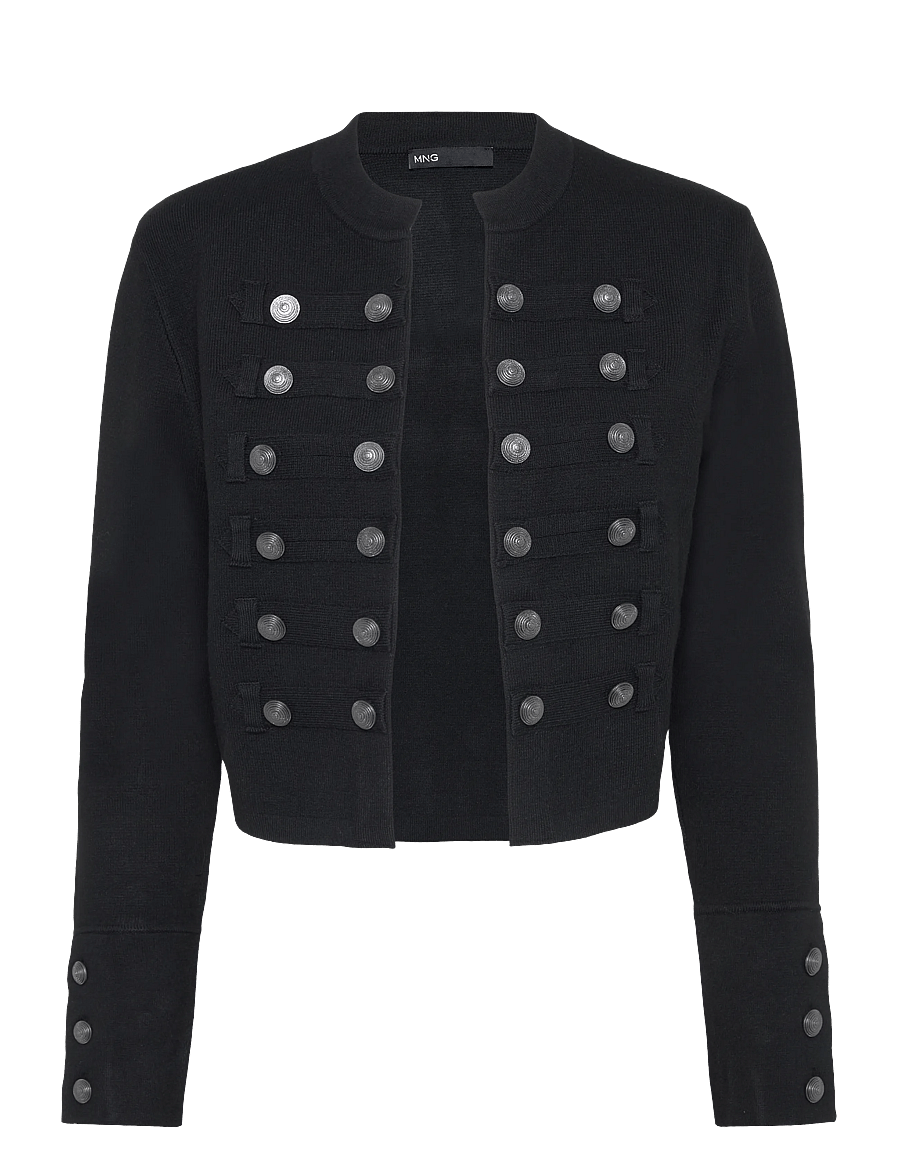 Mango - Fine-knit buttoned jacket - lette jakker - black - 0