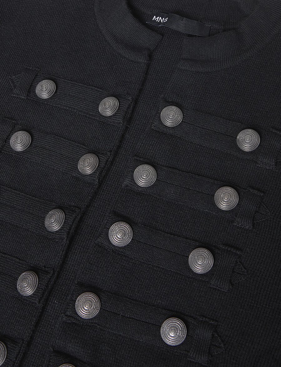 Mango - Fine-knit buttoned jacket - lette jakker - black - 2