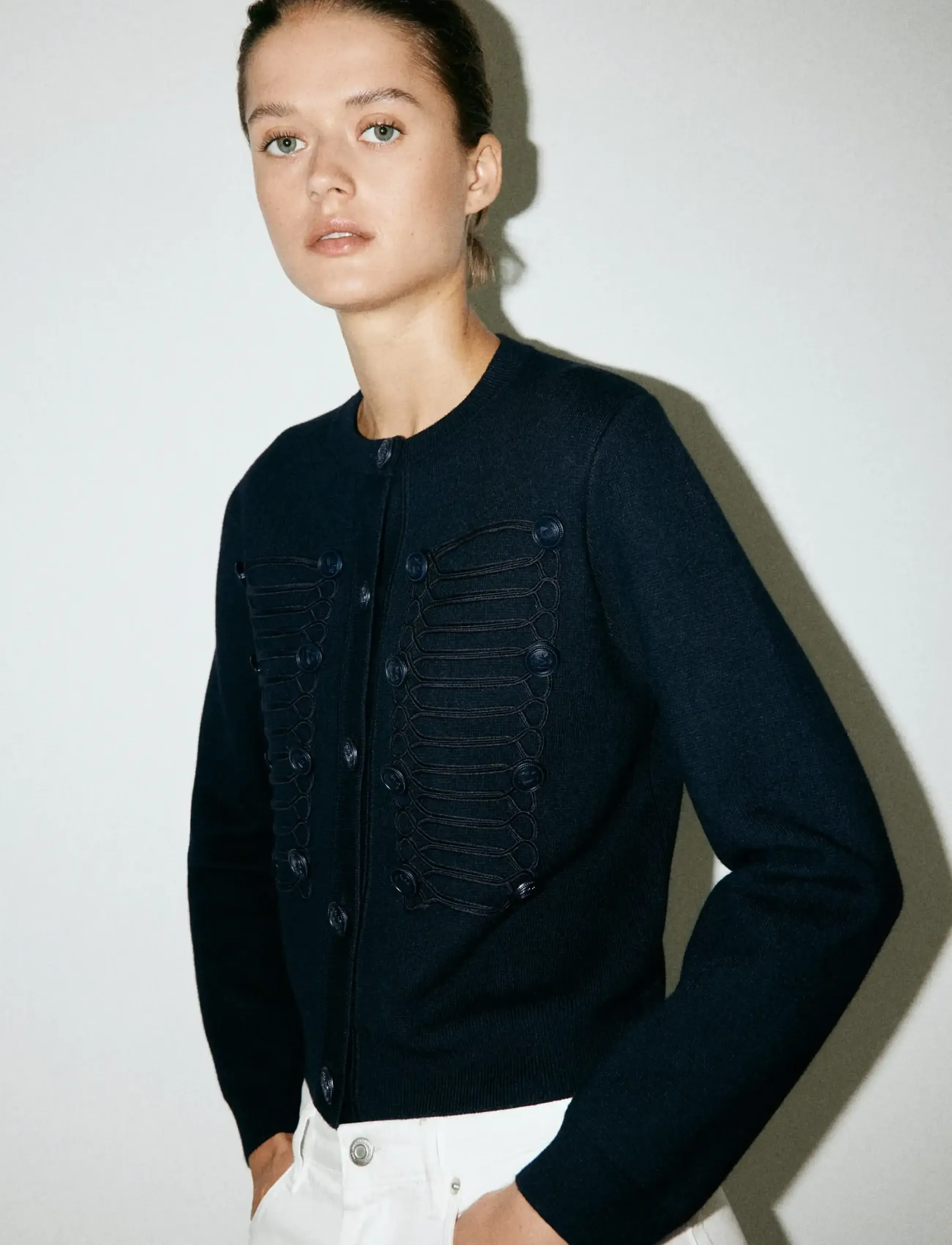 Mango Toggle detail knitted jacket - Tøj - NAVY / black