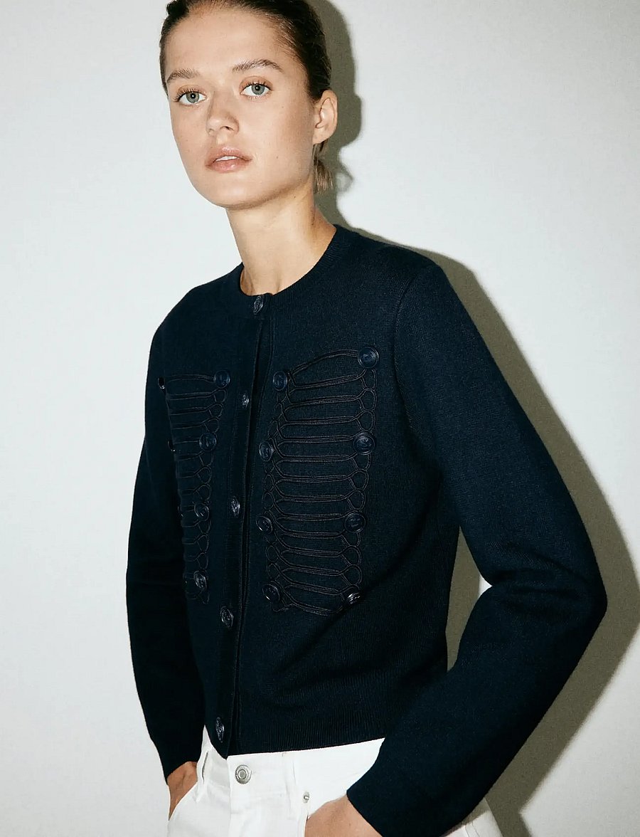 Mango - Toggle detail knitted jacket - lette jakker - navy - 0