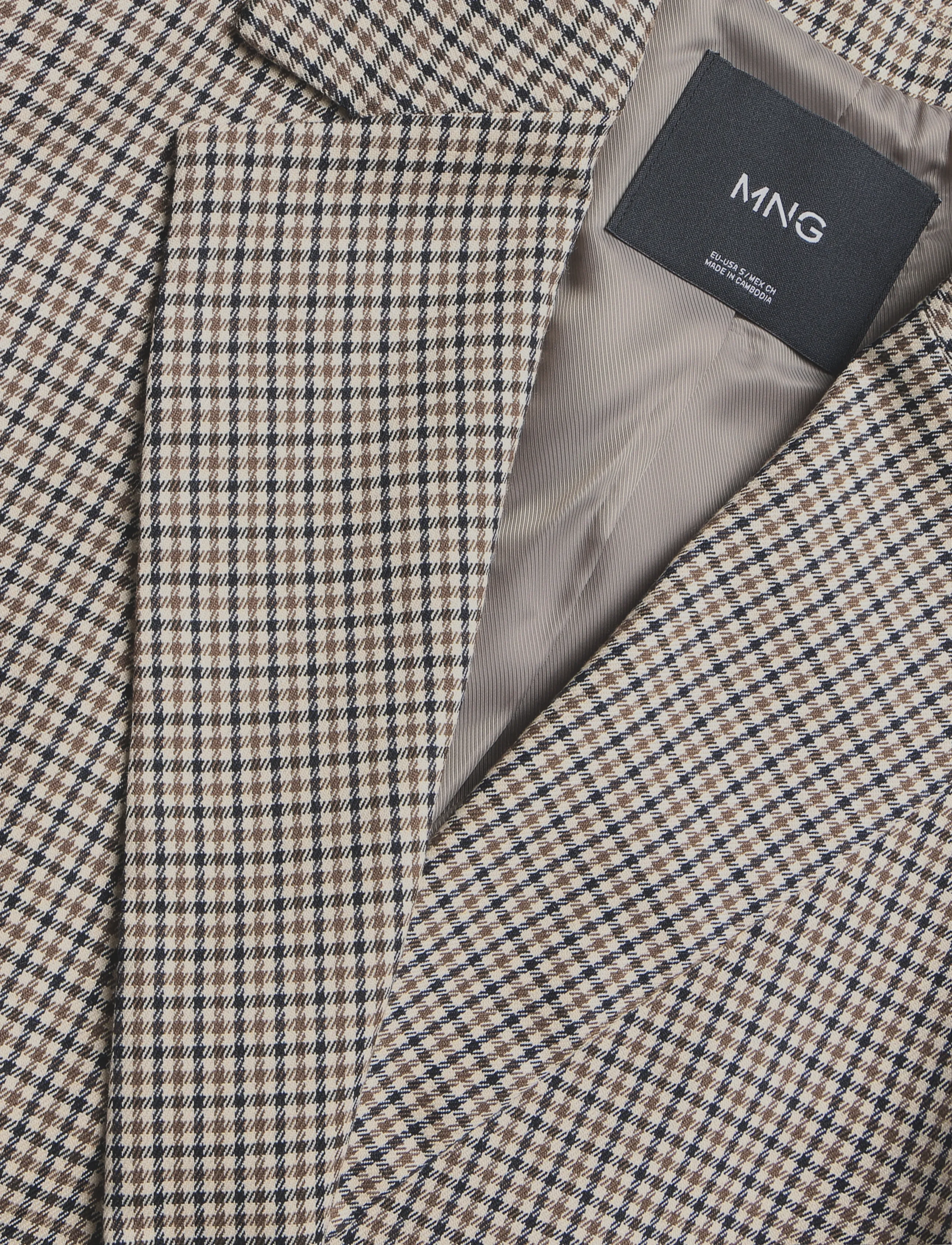 Mango - Double-breasted micro-houndstooth jacket - dobbeltradede blazere - brown - 4
