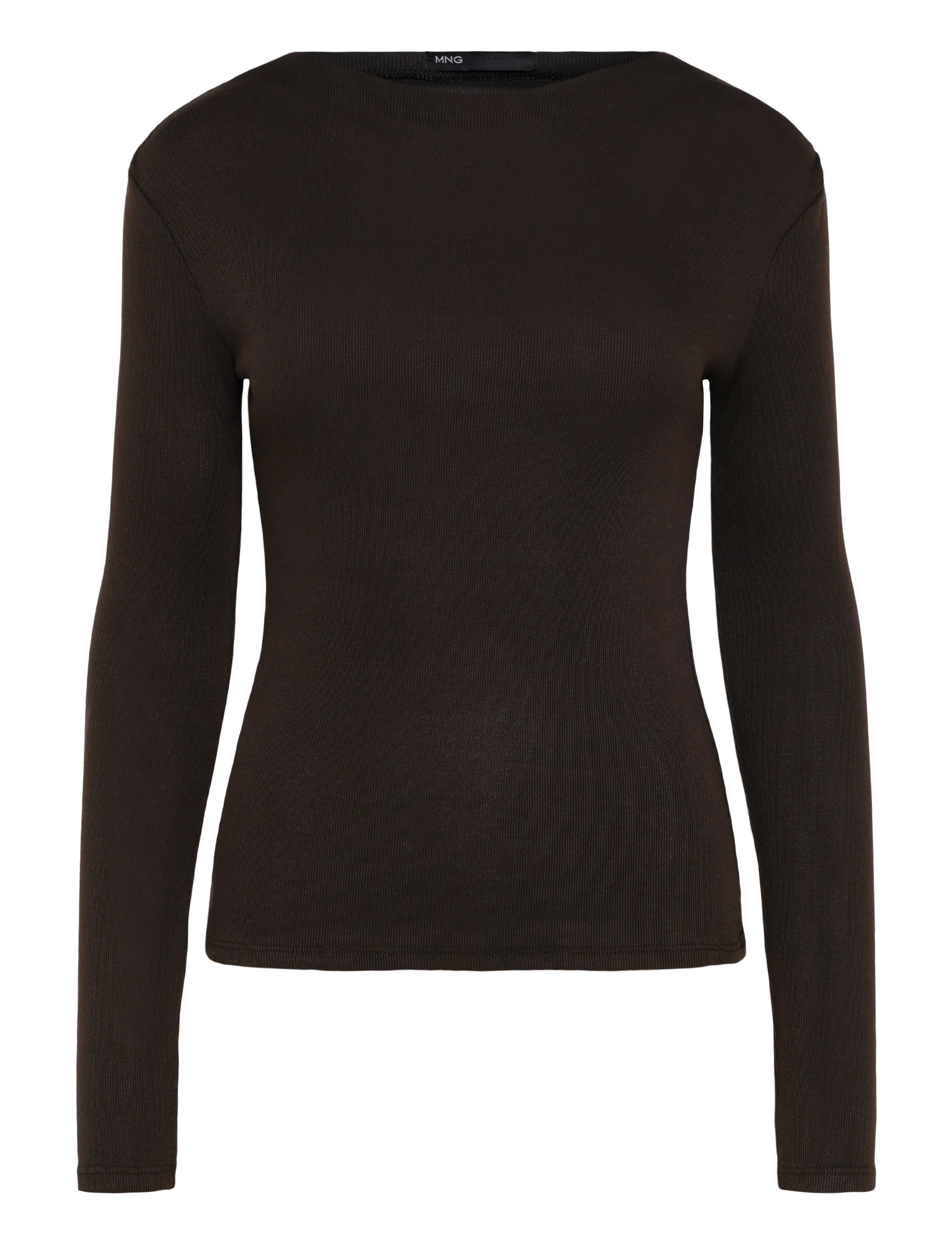 Mango Long-sleeved boat-neck t-shirt - Inspiration - DARK BROWN / brown