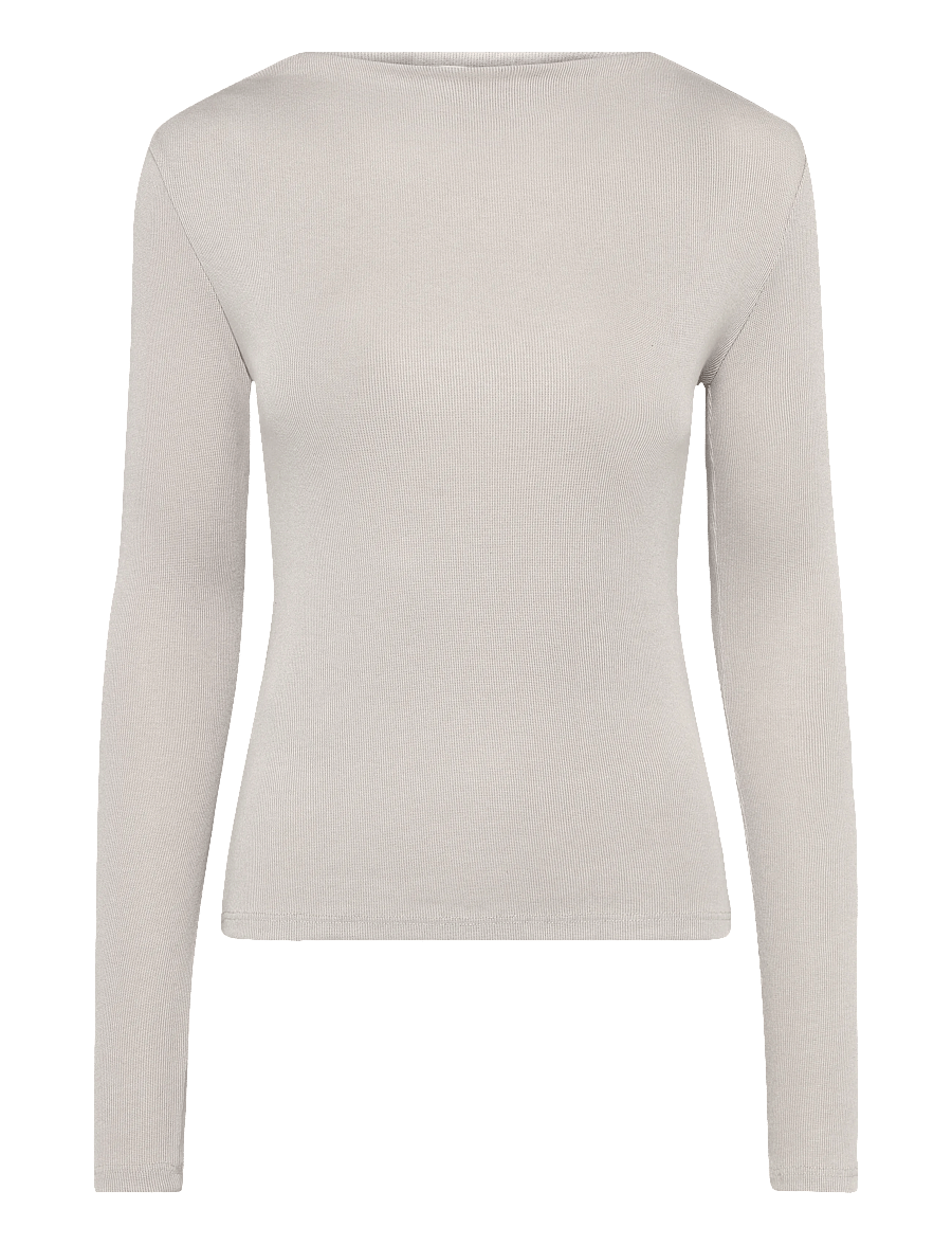 Mango - Long-sleeved boat-neck t-shirt - striktrøjer - lt pastel brown - 1