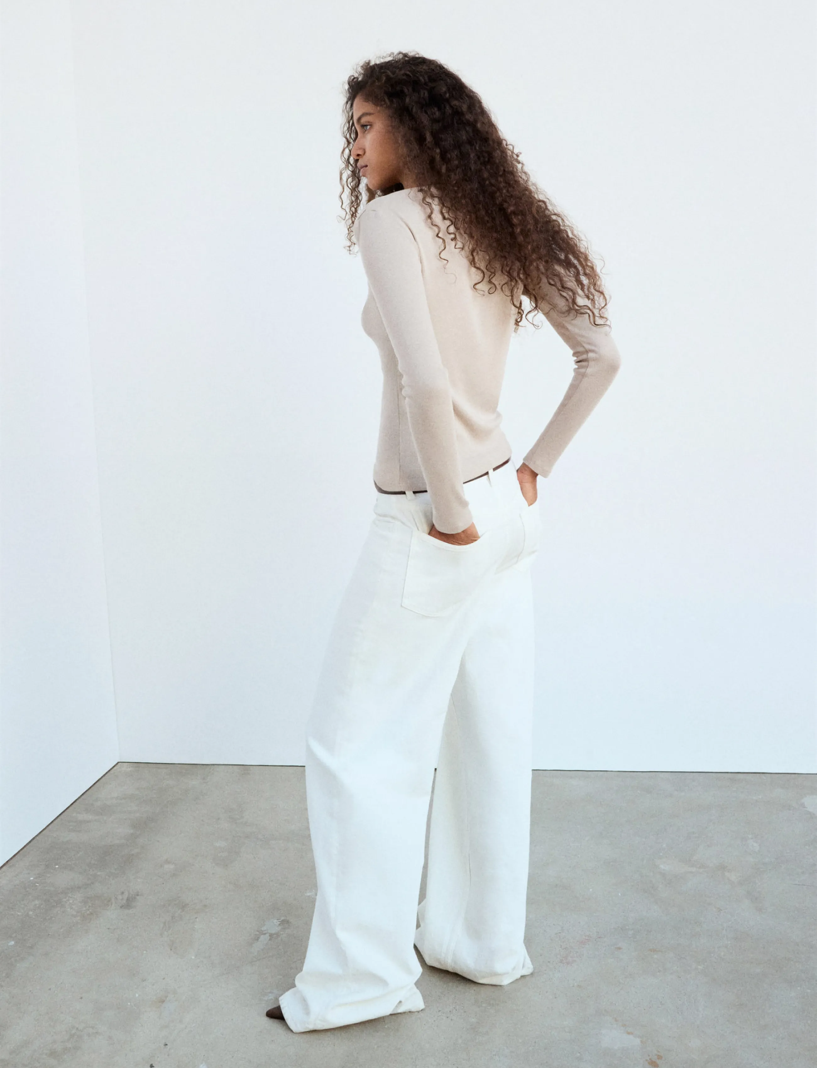 Mango - Long-sleeved boat-neck t-shirt - lt pastel brown - 2
