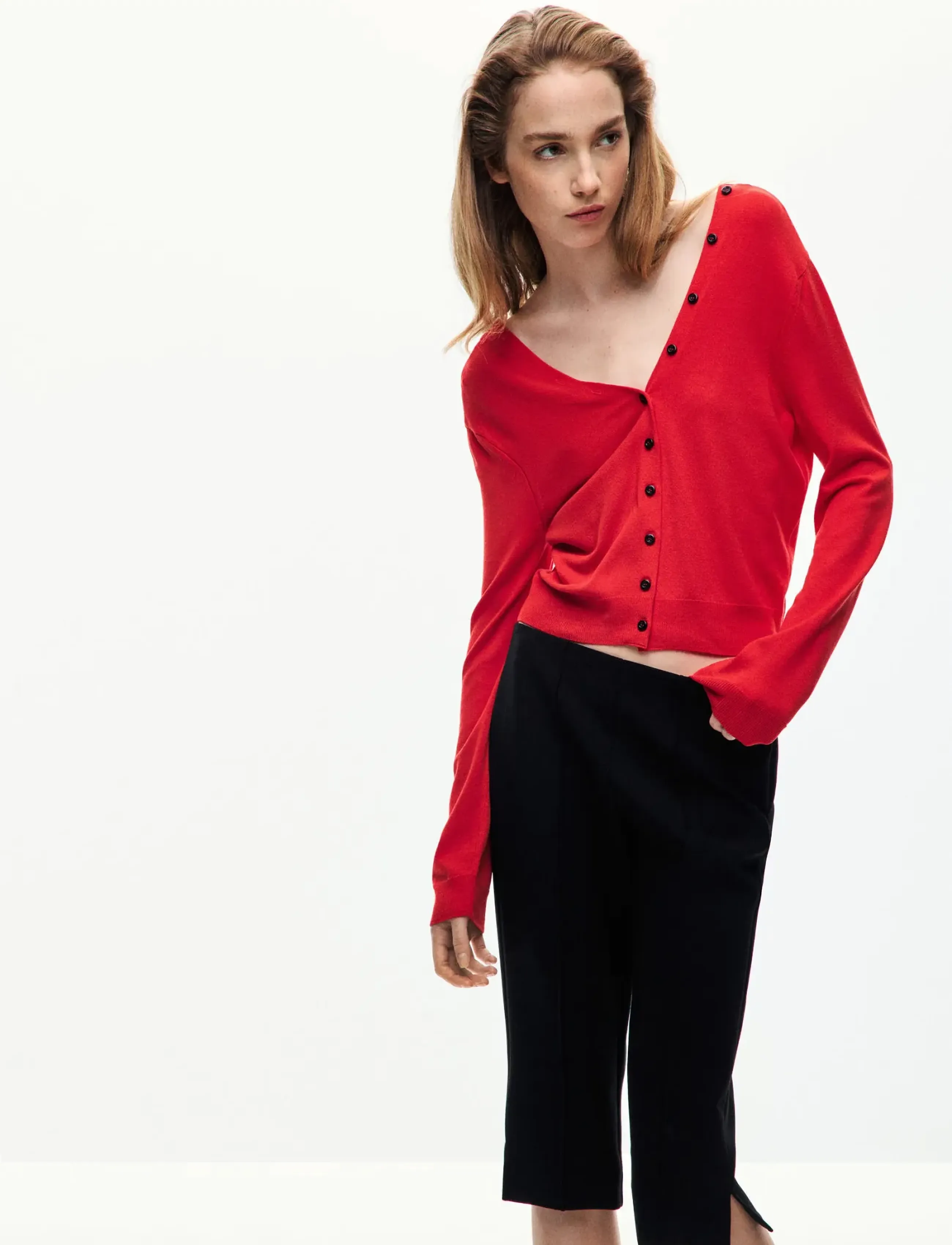 Mango - Knitted button cardigan - cardigans - red - 0