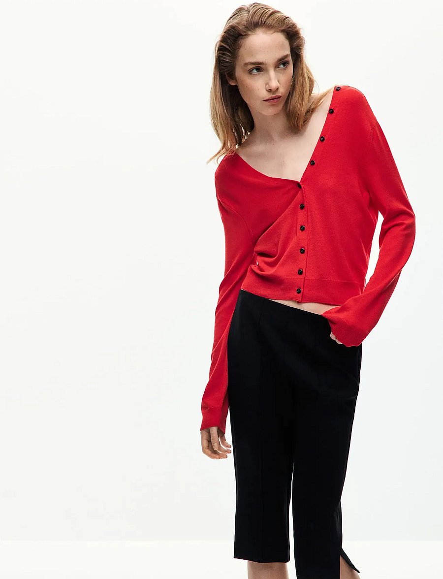 Mango - Knitted button cardigan - cardigans - red - 0