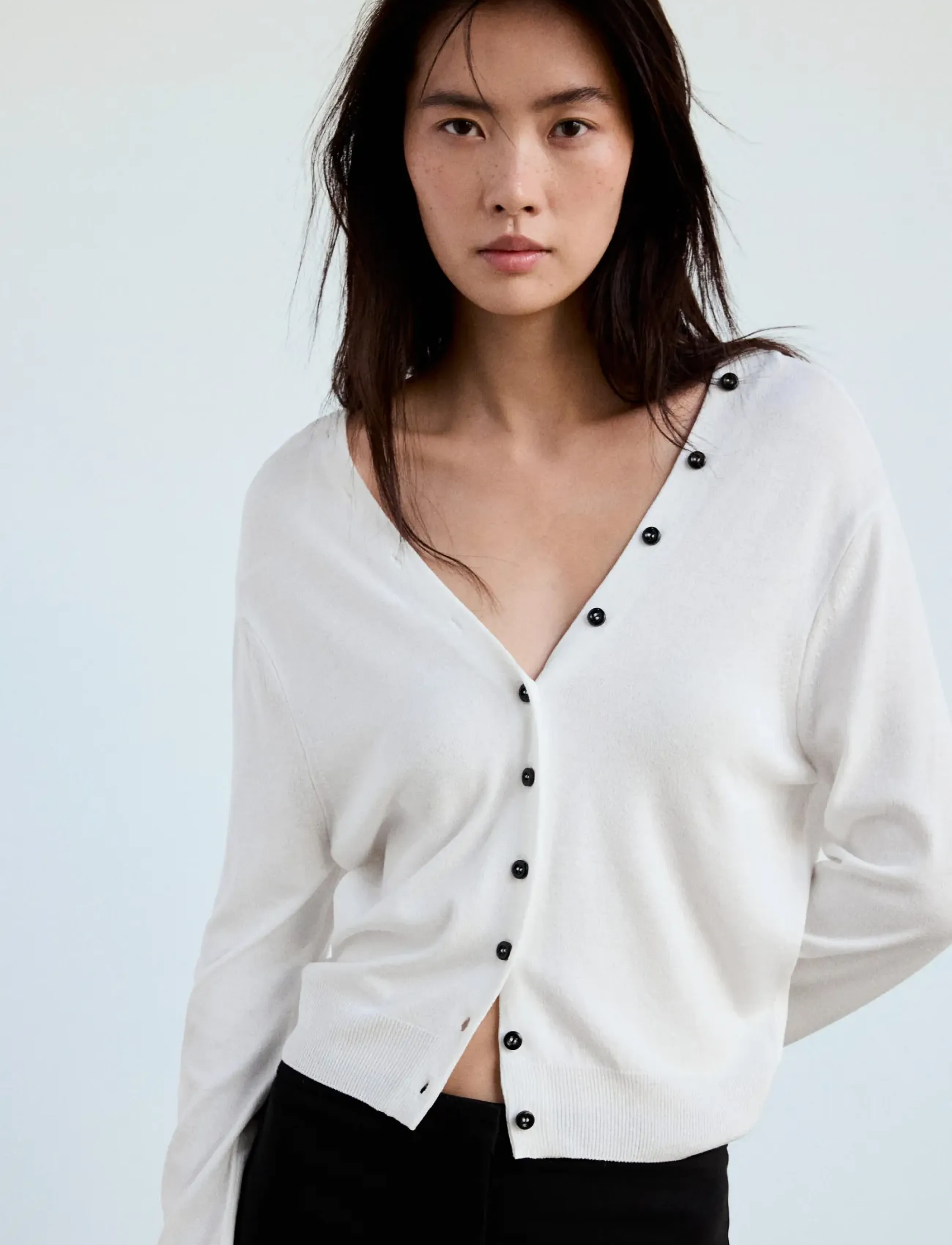 Mango - Knitted button cardigan - cardigans - white - 0