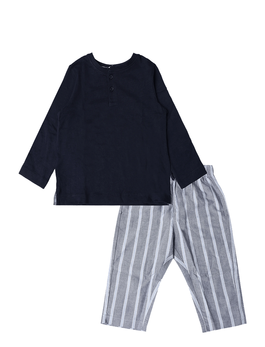 Mango - Striped pyjama set - pyjamassæt - navy - 0