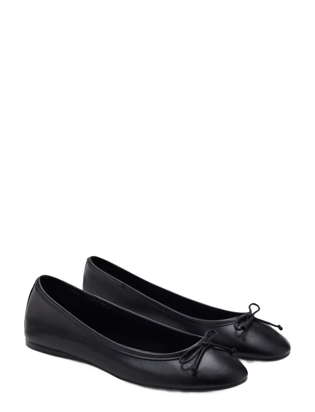 Mango - Leather ballet flats with bow - særlige begivenheder - black - 1