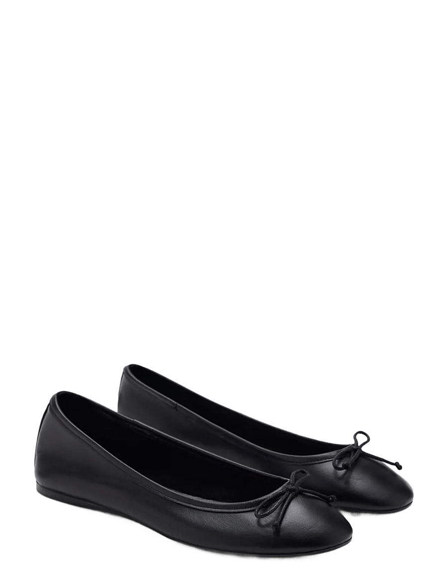 Mango - Leather ballet flats with bow - særlige begivenheder - black - 1
