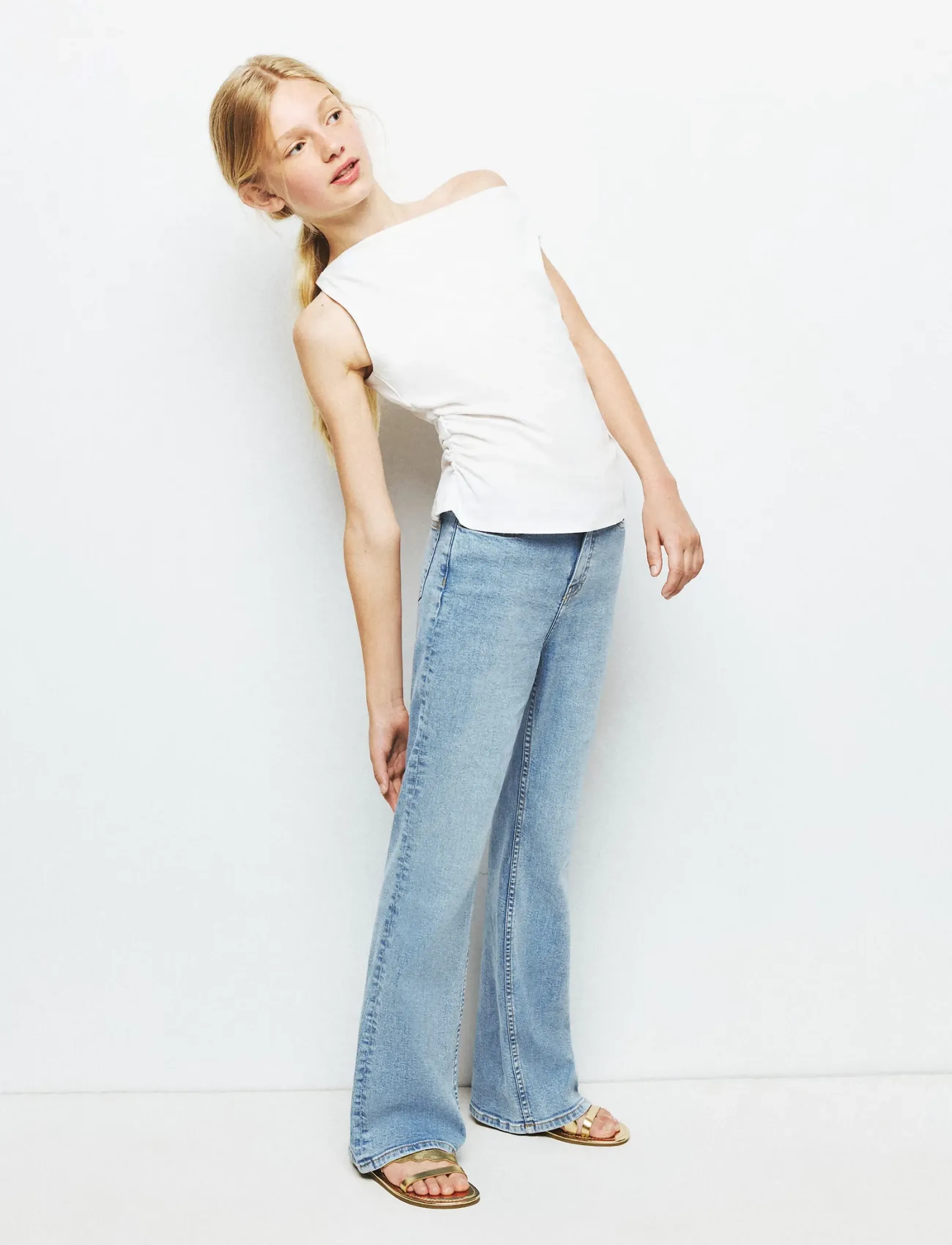 Mango - Waistband-free flare jeans - brede jeans - open blue - 0
