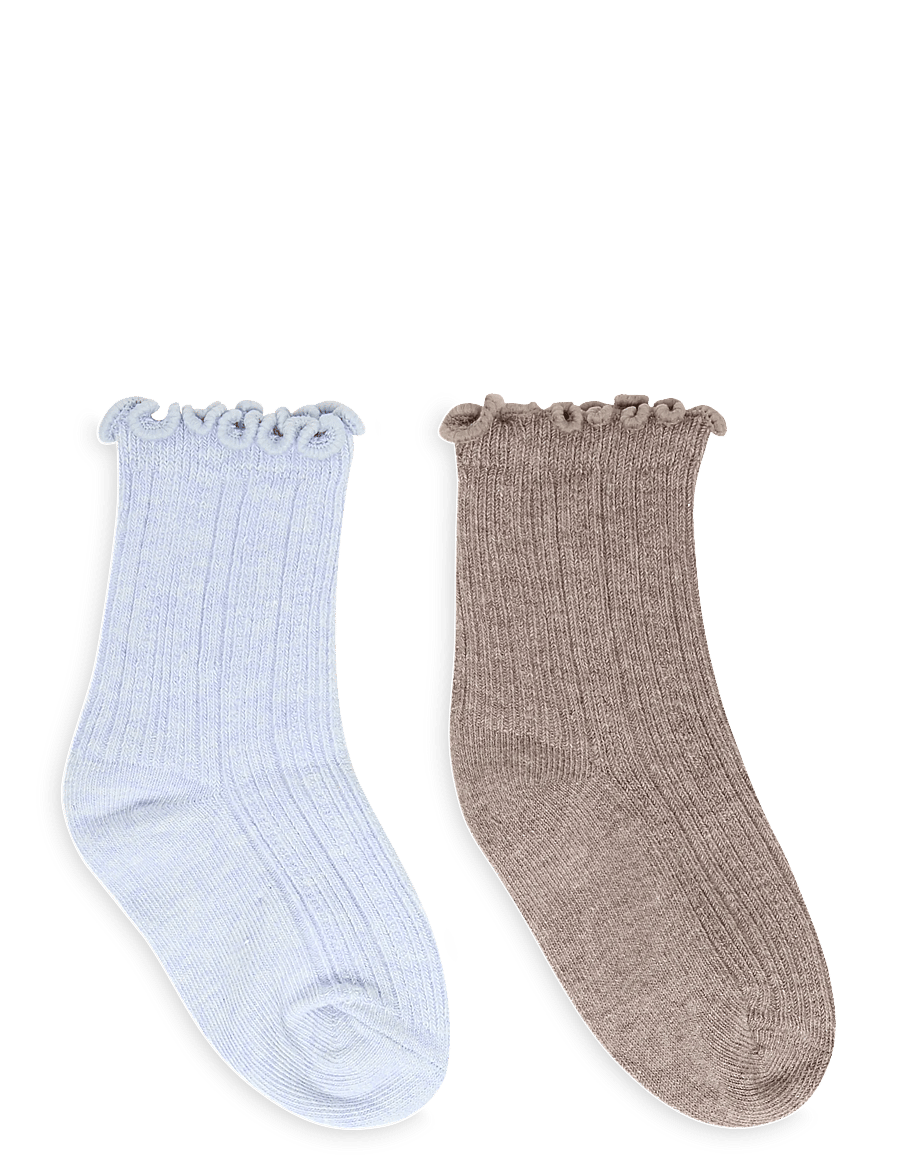 Mango - 2 pack ribbed socks - bebisstrumpor - lt-pastel blue - 1