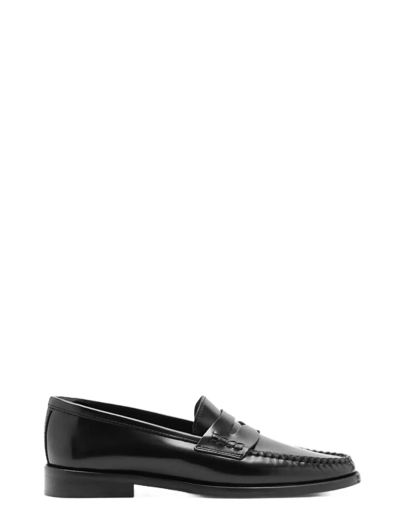 Mango Gathered Leather Loafers, Kvinder, Penny Loafer, Sort, Str: 41