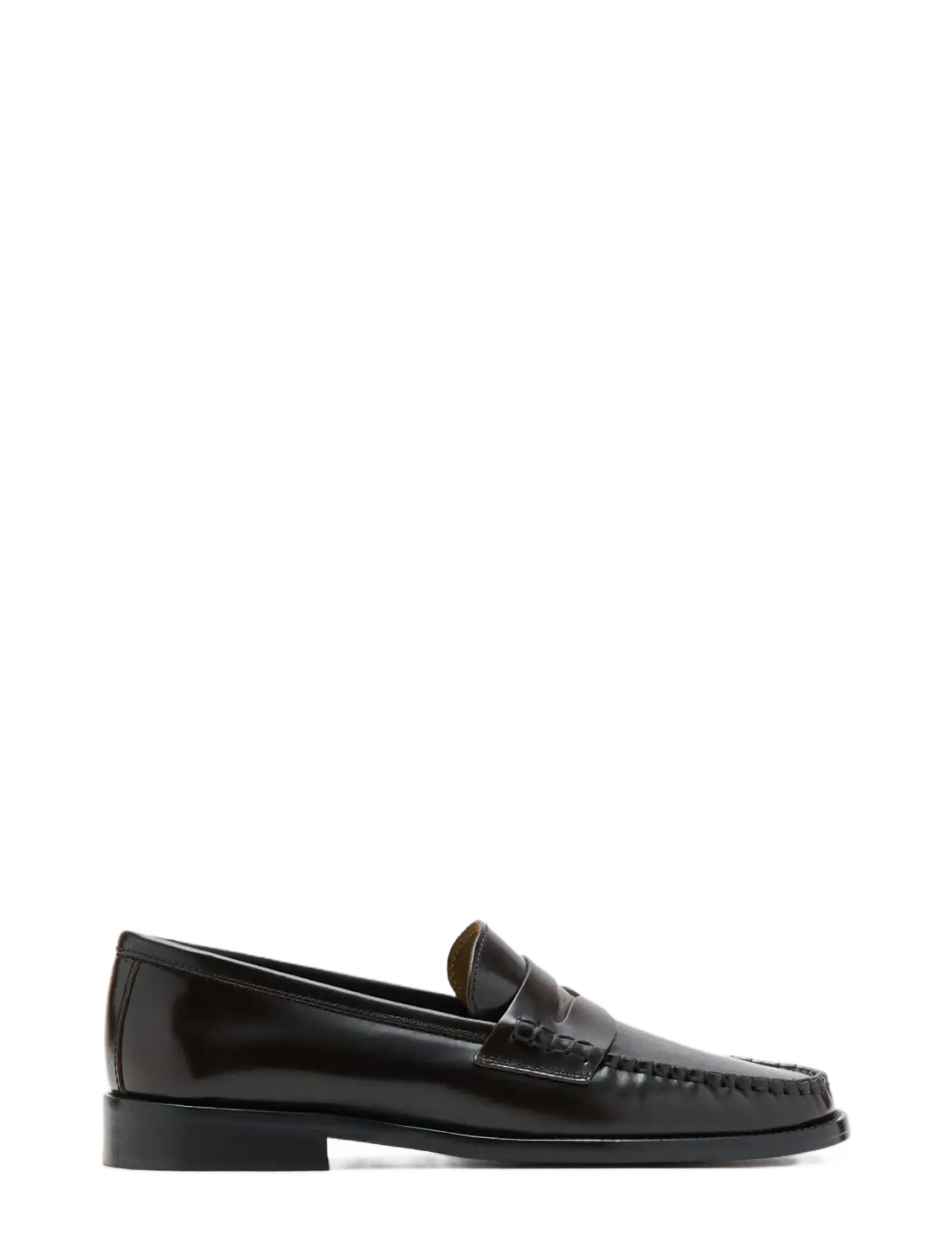 Mango Gathered Leather Loafers, Kvinder, Penny Loafer, Brun, Str: 36
