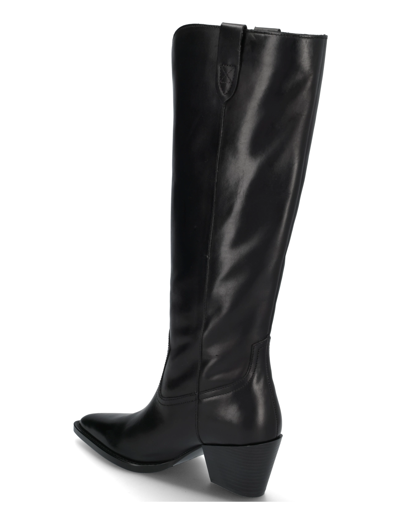 Mango - Leather block-heel boots - knähöga stövlar - black - 1