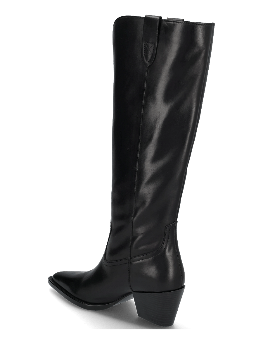Mango - Leather block-heel boots - knähöga stövlar - black - 1