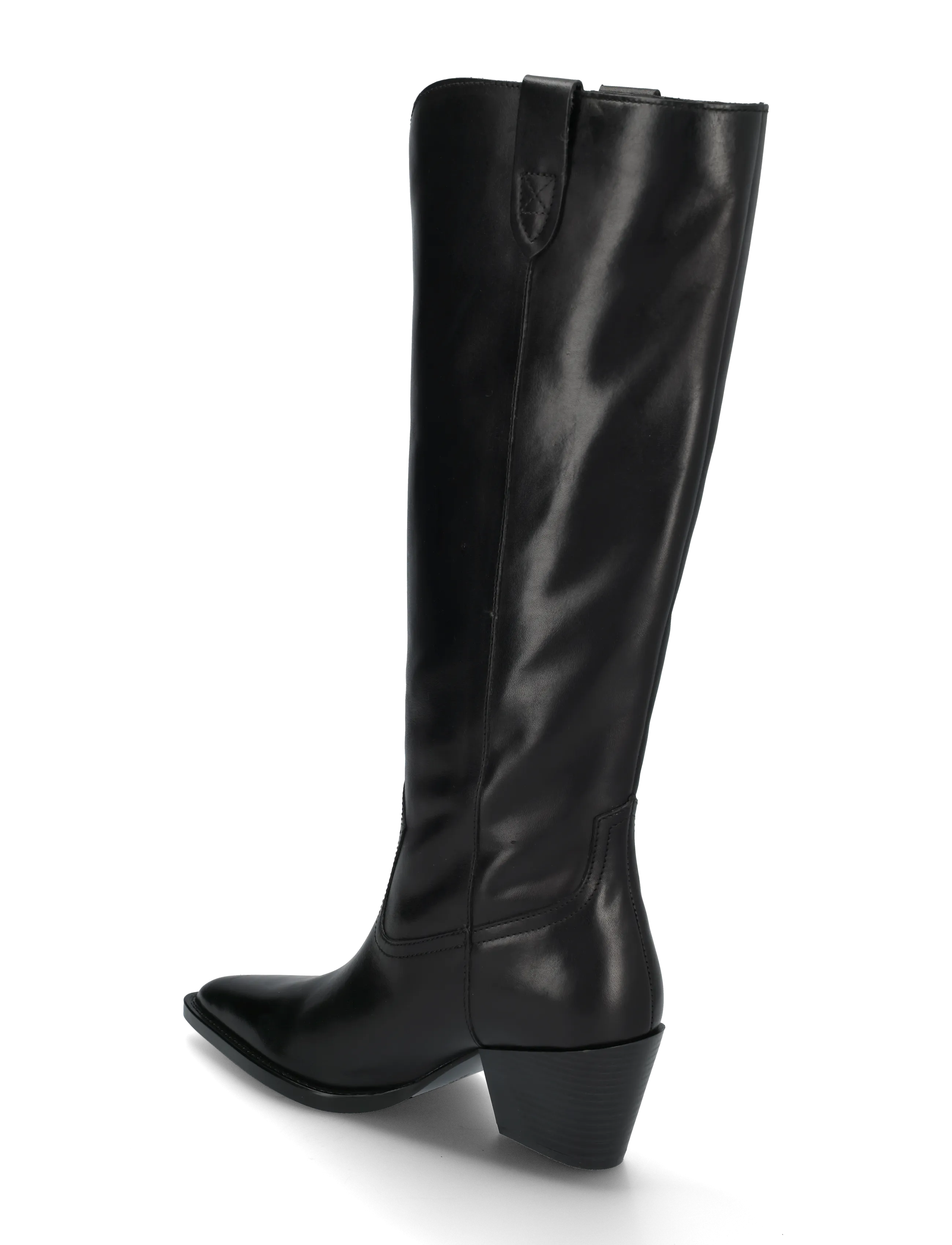 Mango - Leather block-heel boots - langskaftede støvler - black - 1