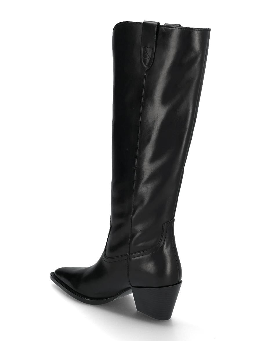 Mango - Leather block-heel boots - langskaftede støvler - black - 1