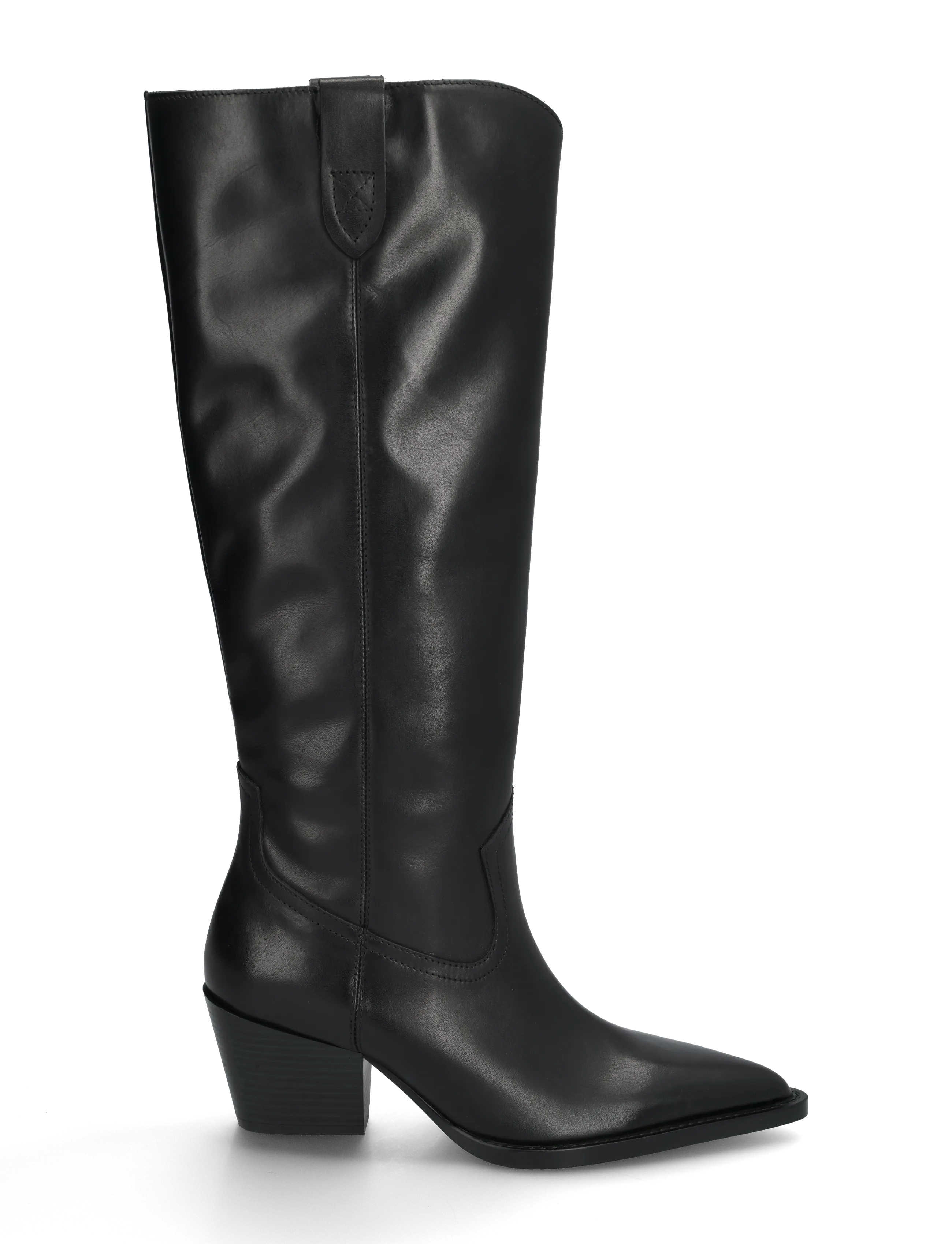 Mango - Leather block-heel boots - langskaftede støvler - black - 2