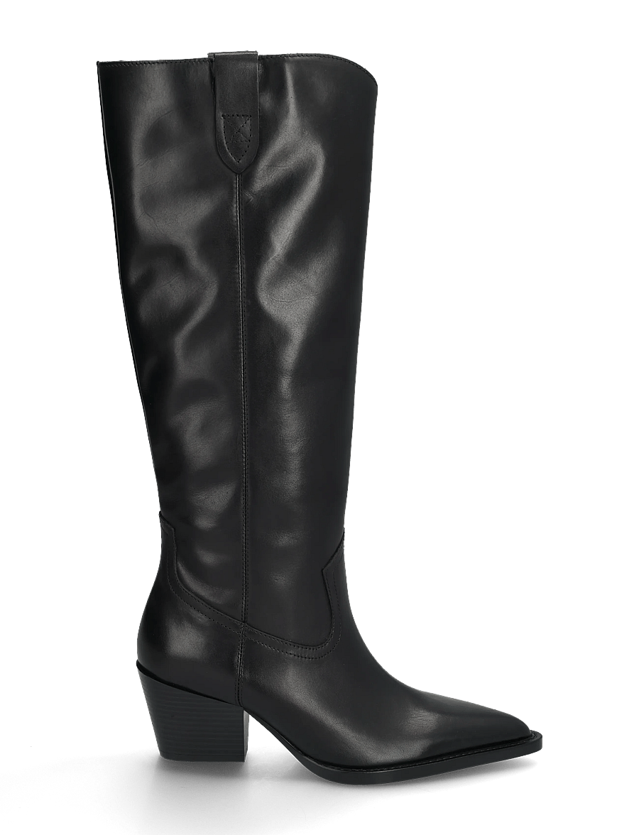 Mango - Leather block-heel boots - langskaftede støvler - black - 2