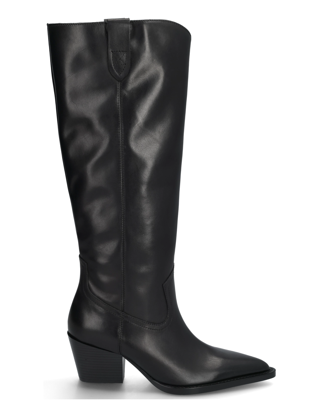 Mango - Leather block-heel boots - knähöga stövlar - black - 2