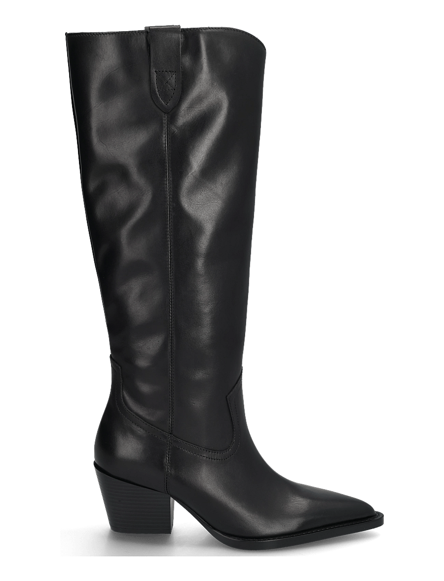 Mango - Leather block-heel boots - knähöga stövlar - black - 2