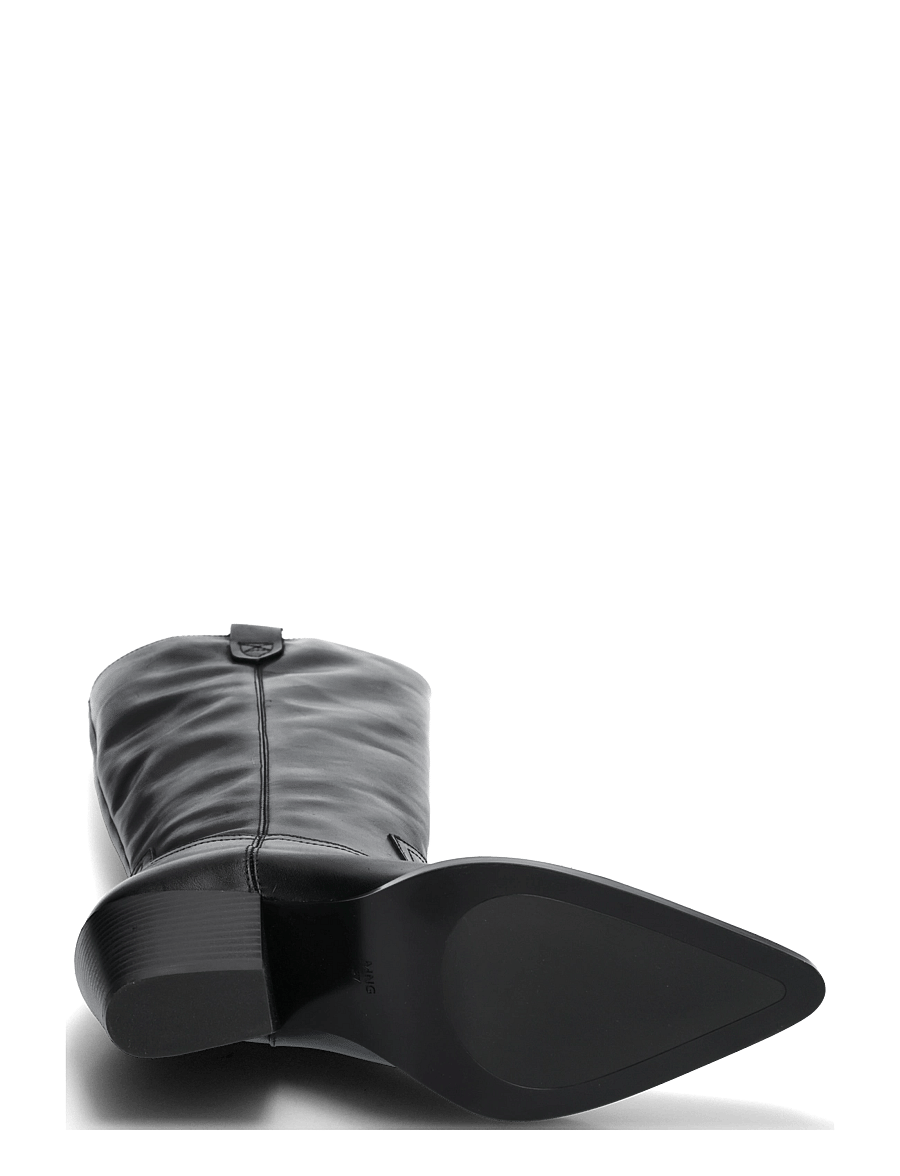 Mango - Leather block-heel boots - knähöga stövlar - black - 4