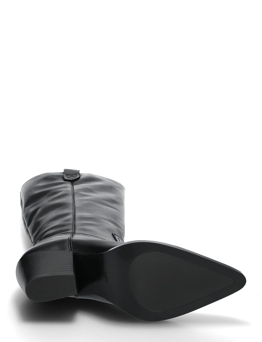 Mango - Leather block-heel boots - langskaftede støvler - black - 4
