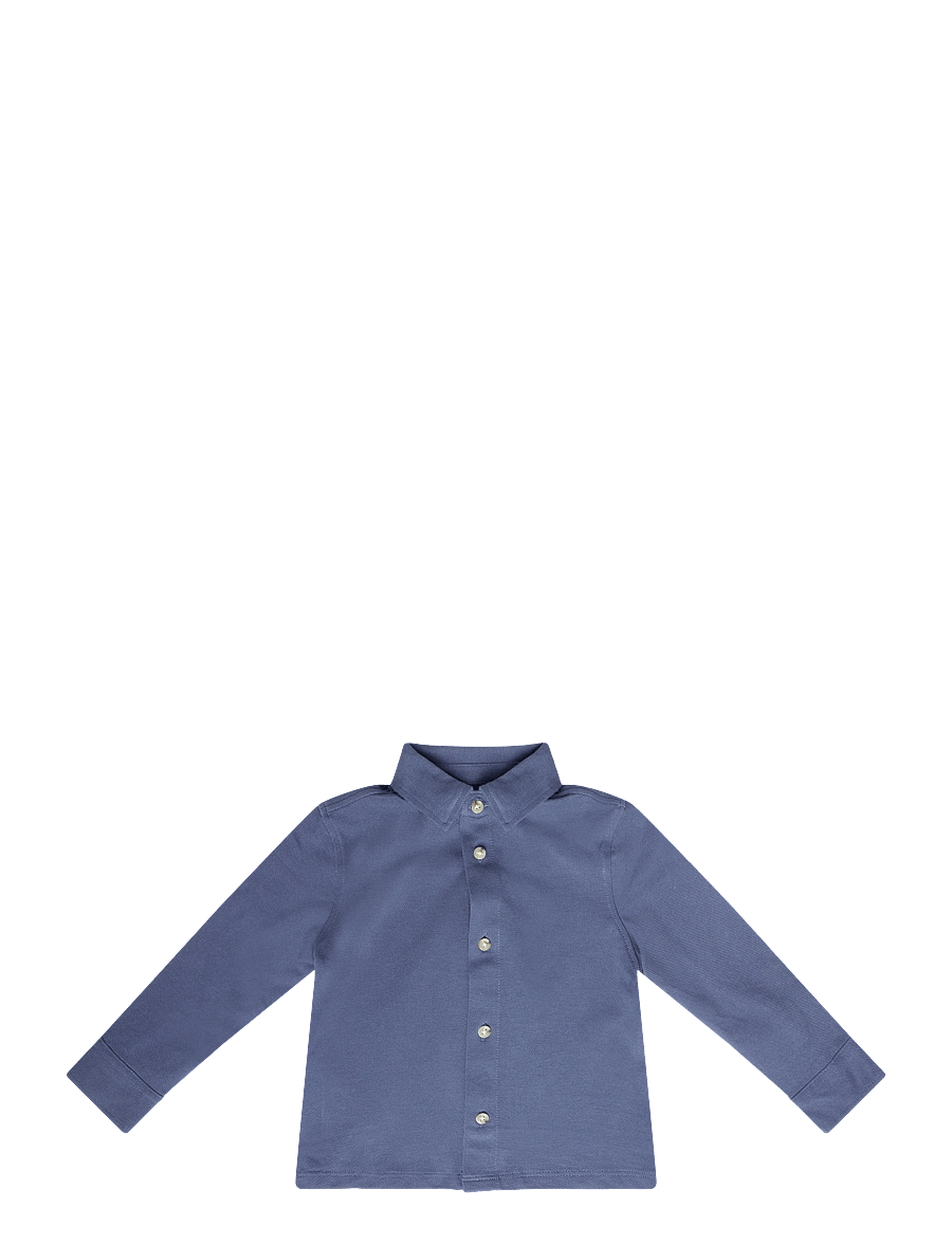 Mango - Cotton piqué shirt - langærmede skjorter - medium blue - 1