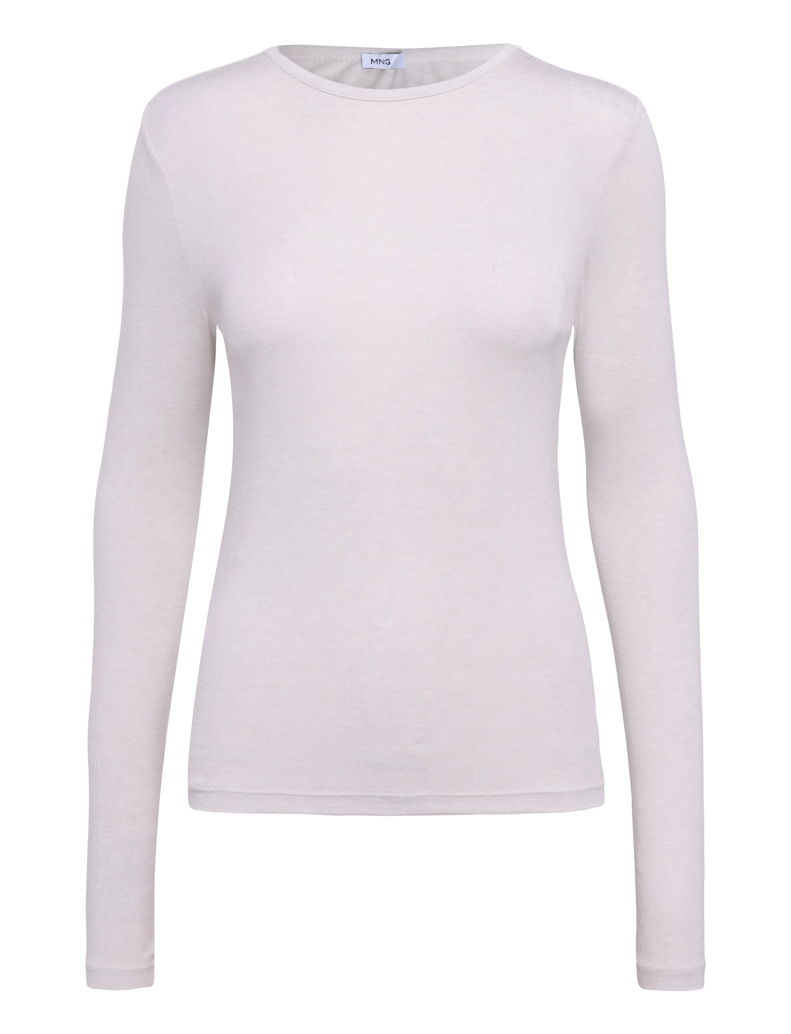 Mango Long-sleeved fitted t-shirt - Tøj - LIGHT BEIGE / beige